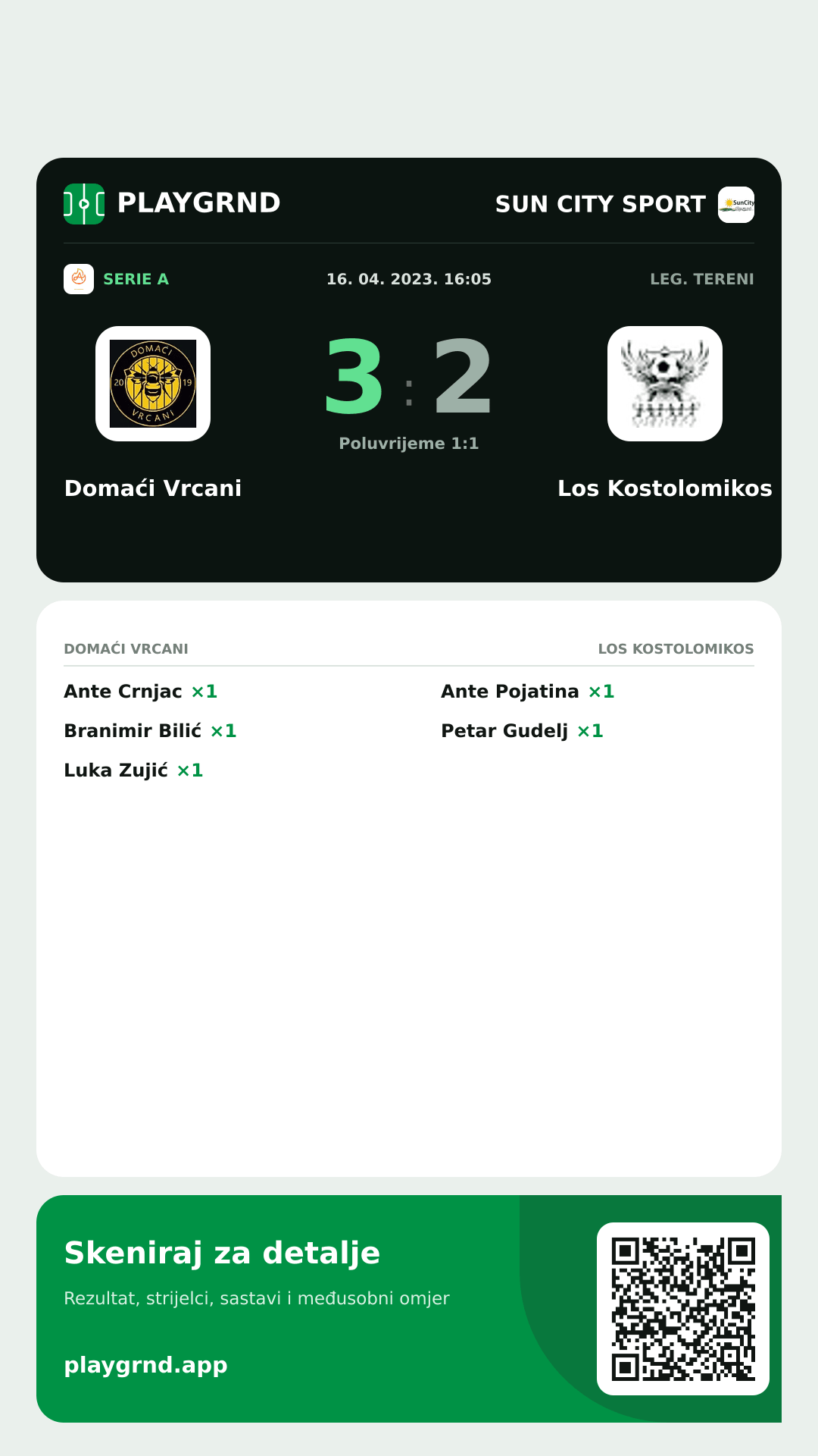 Story slika: Domaći Vrcani 3:2 Los Kostolomikos