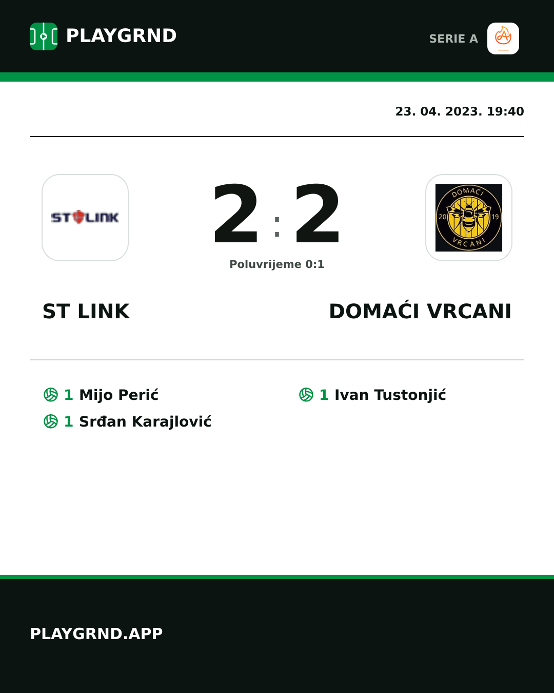 Instagram slika: ST Link 2:2 Domaći Vrcani