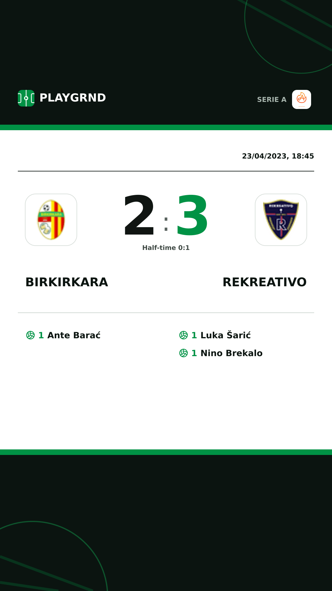 Instagram artwork: Birkirkara 2:3 Rekreativo
