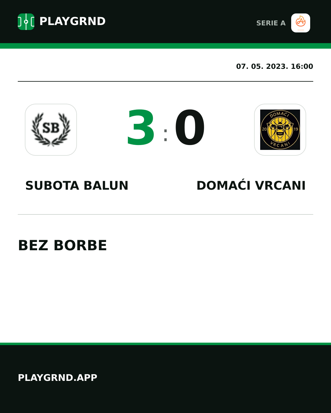 Instagram slika: Subota Balun 3:0 Domaći Vrcani