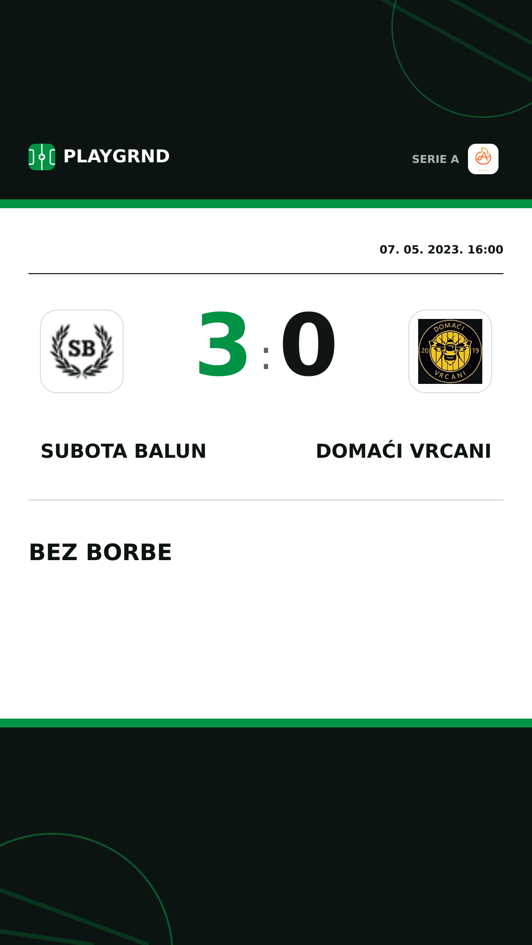 Instagram slika: Subota Balun 3:0 Domaći Vrcani