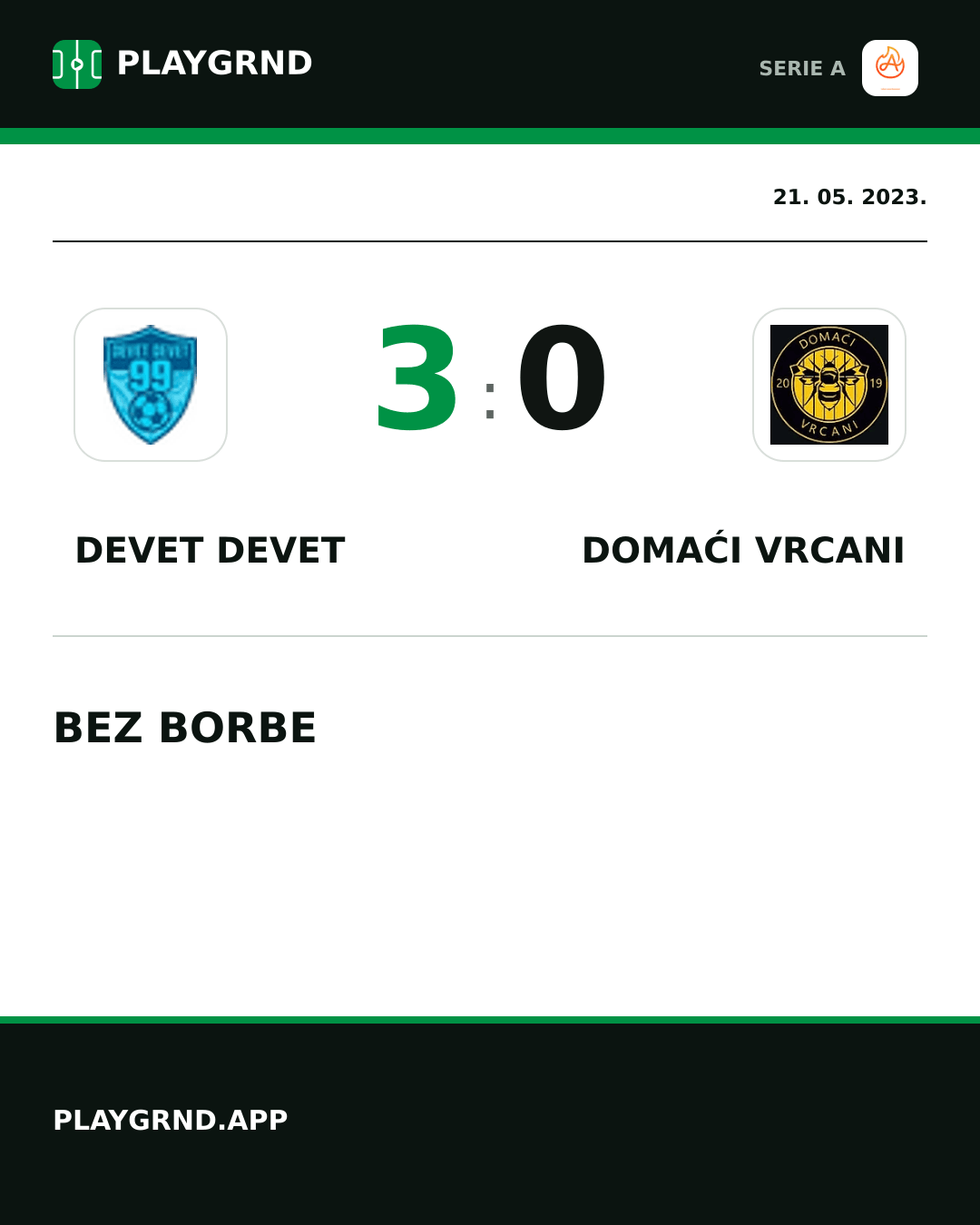Instagram slika: Devet Devet 3:0 Domaći Vrcani