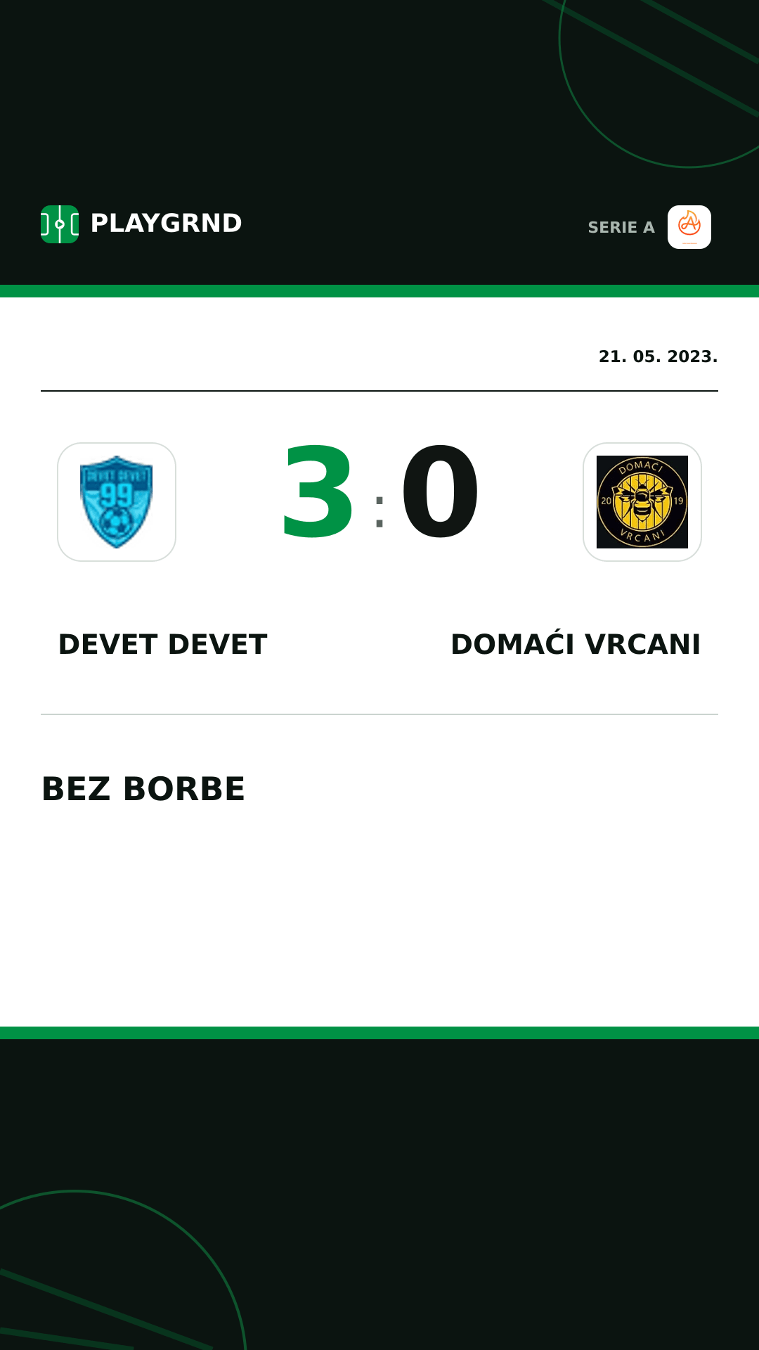 Instagram slika: Devet Devet 3:0 Domaći Vrcani