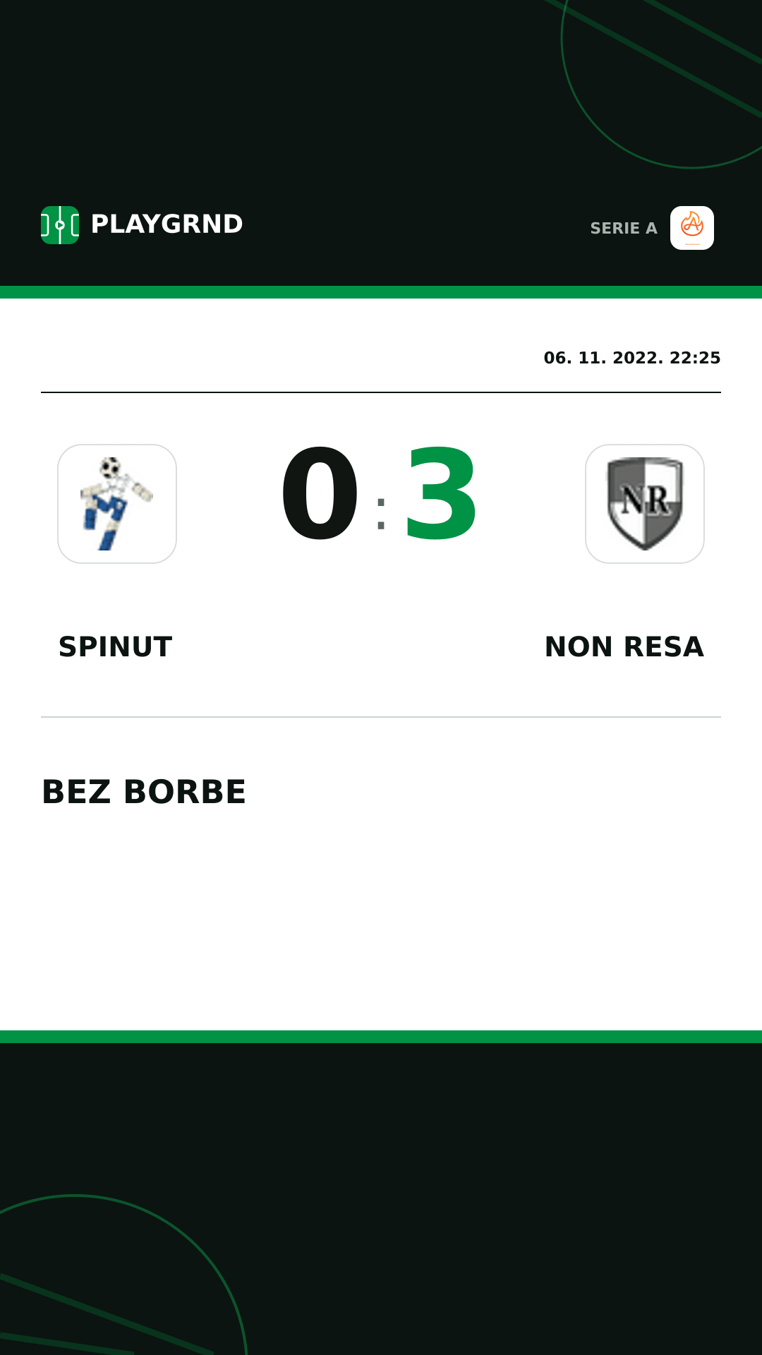 Instagram slika: Spinut 0:3 Non Resa