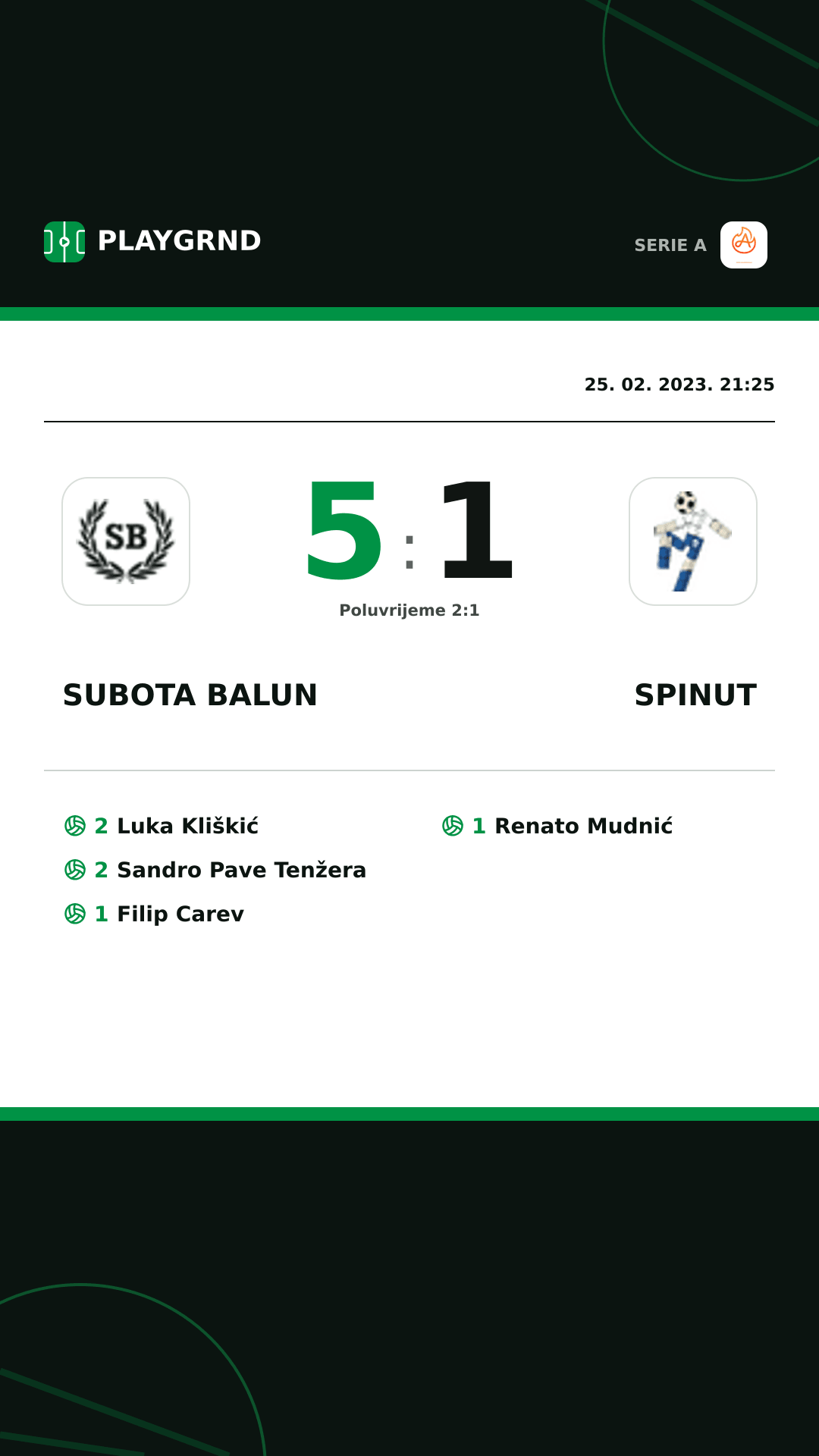 Instagram slika: Subota Balun 5:1 Spinut
