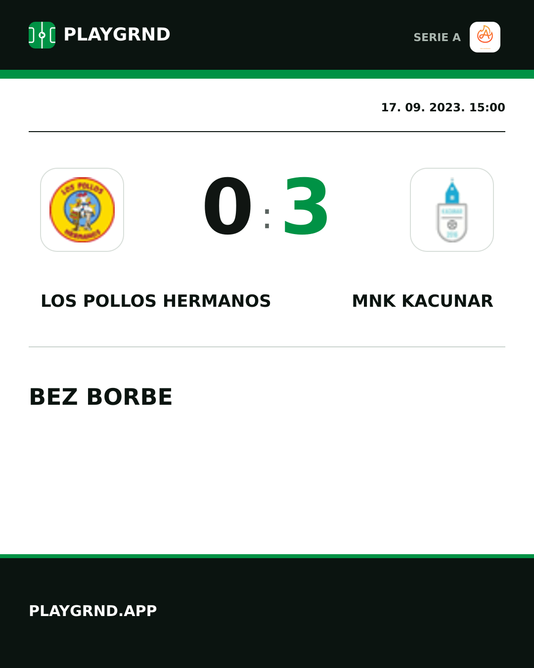 Instagram slika: Los Pollos Hermanos 0:3 Mnk Kacunar