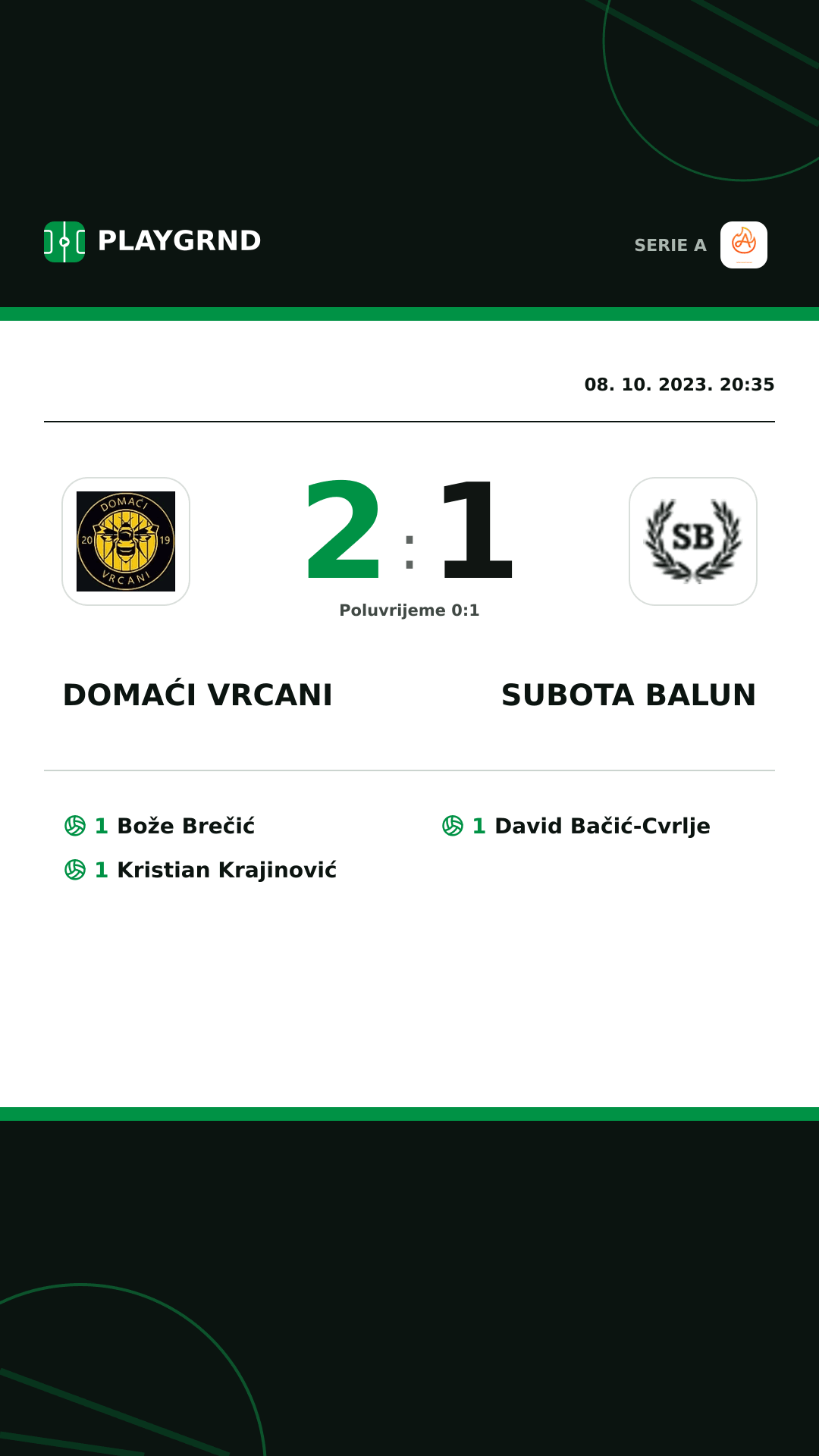 Instagram slika: Domaći Vrcani 2:1 Subota Balun