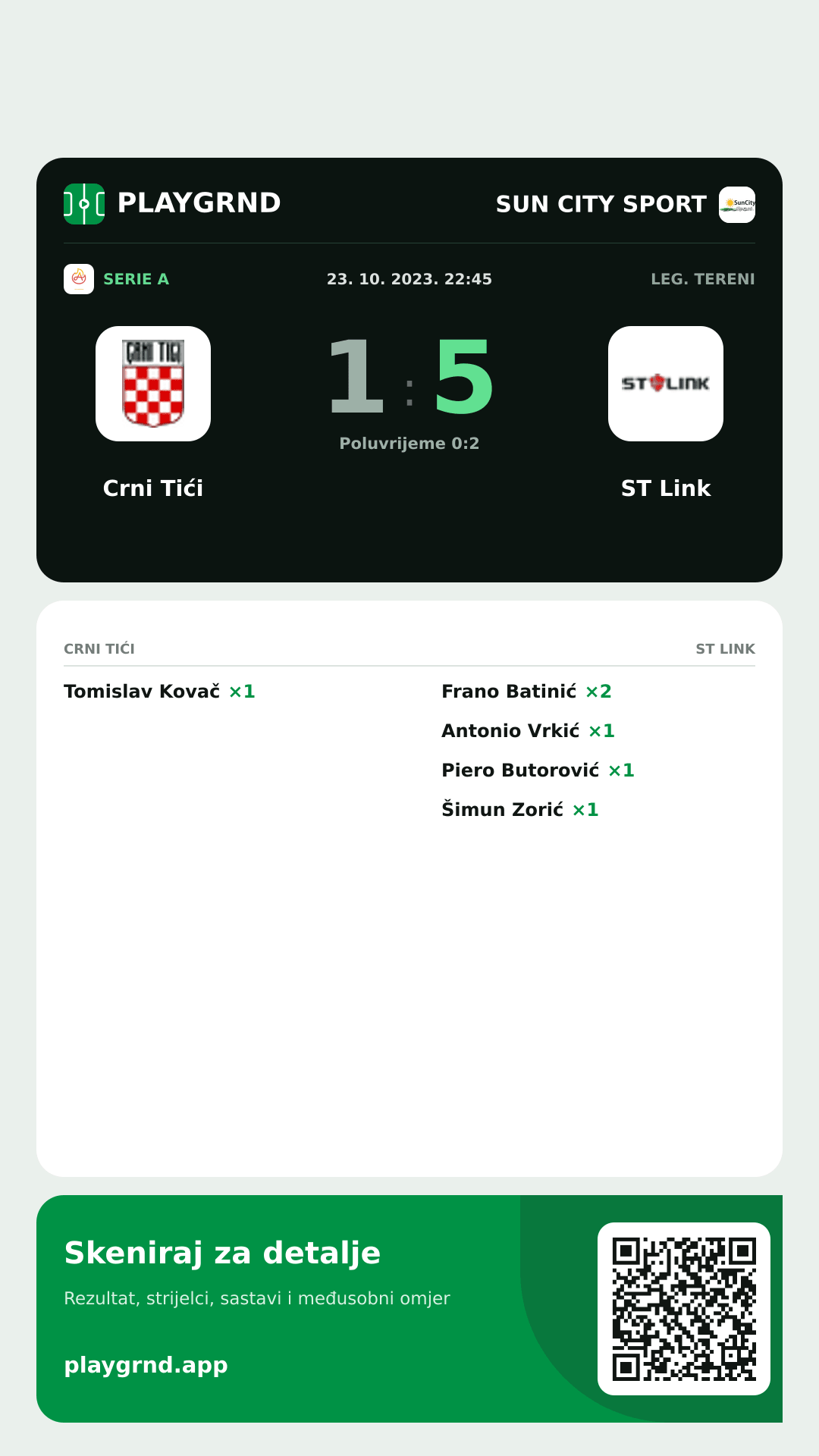 Story slika: Crni Tići 1:5 ST Link