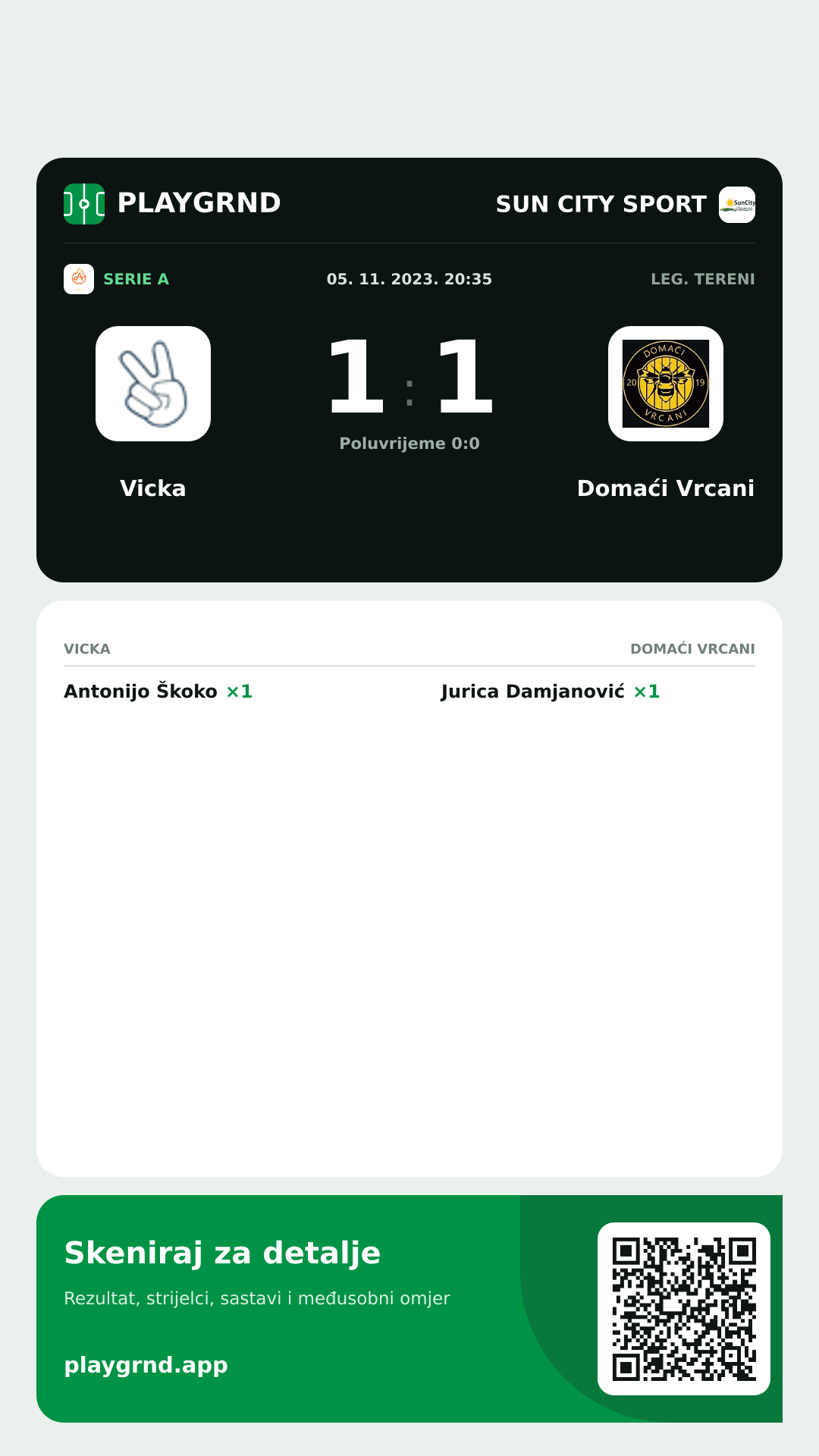 Story slika: Vicka 1:1 Domaći Vrcani