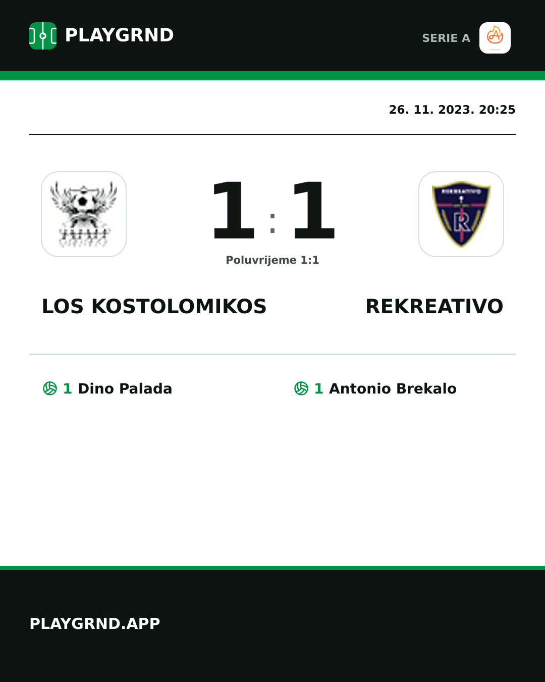 Instagram slika: Los Kostolomikos 1:1 Rekreativo