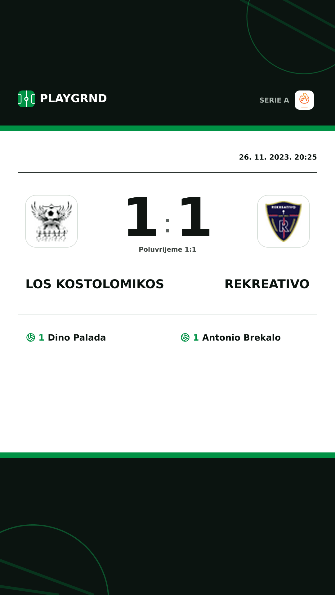 Instagram slika: Los Kostolomikos 1:1 Rekreativo
