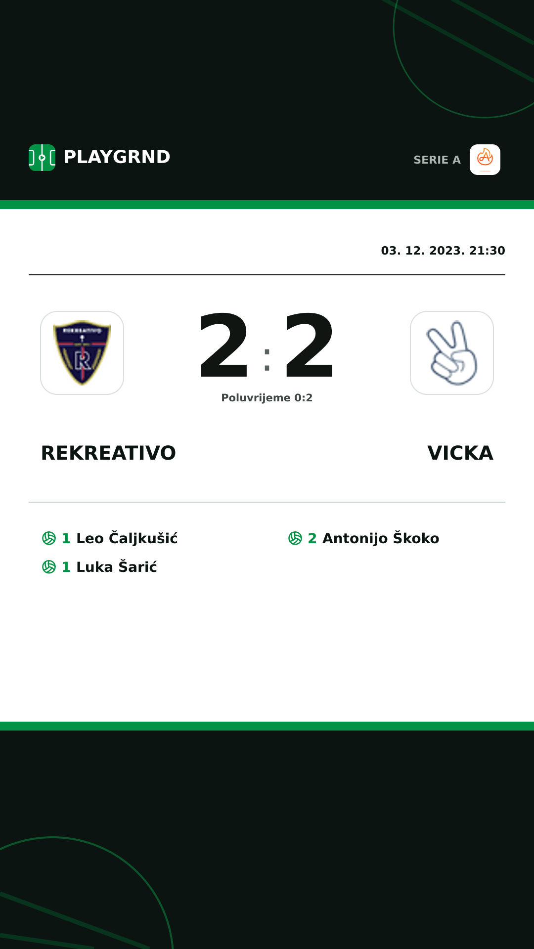 Instagram slika: Rekreativo 2:2 Vicka