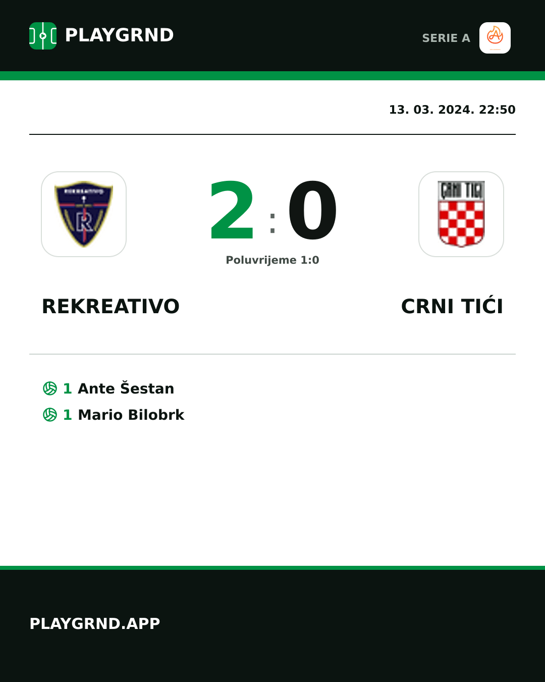 Instagram slika: Rekreativo 2:0 Crni Tići