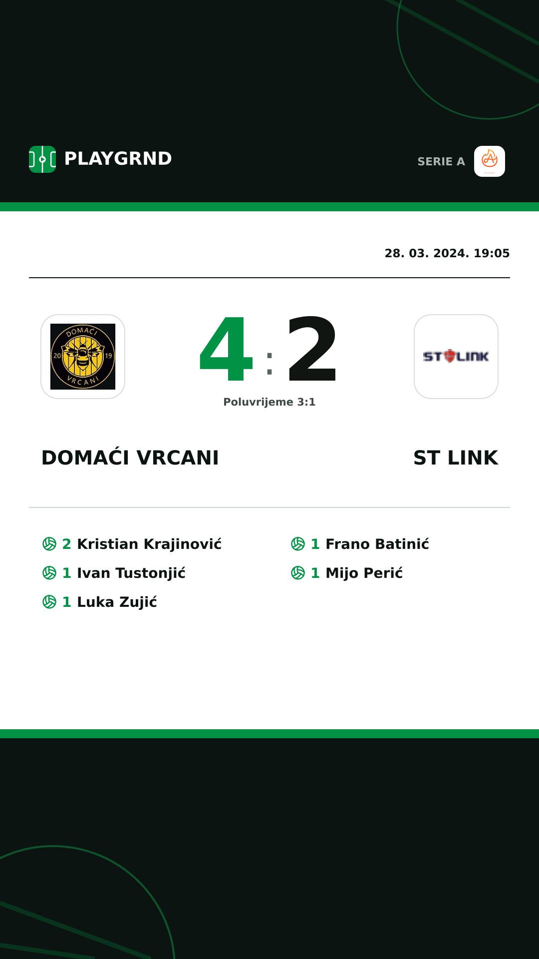 Instagram slika: Domaći Vrcani 4:2 ST Link