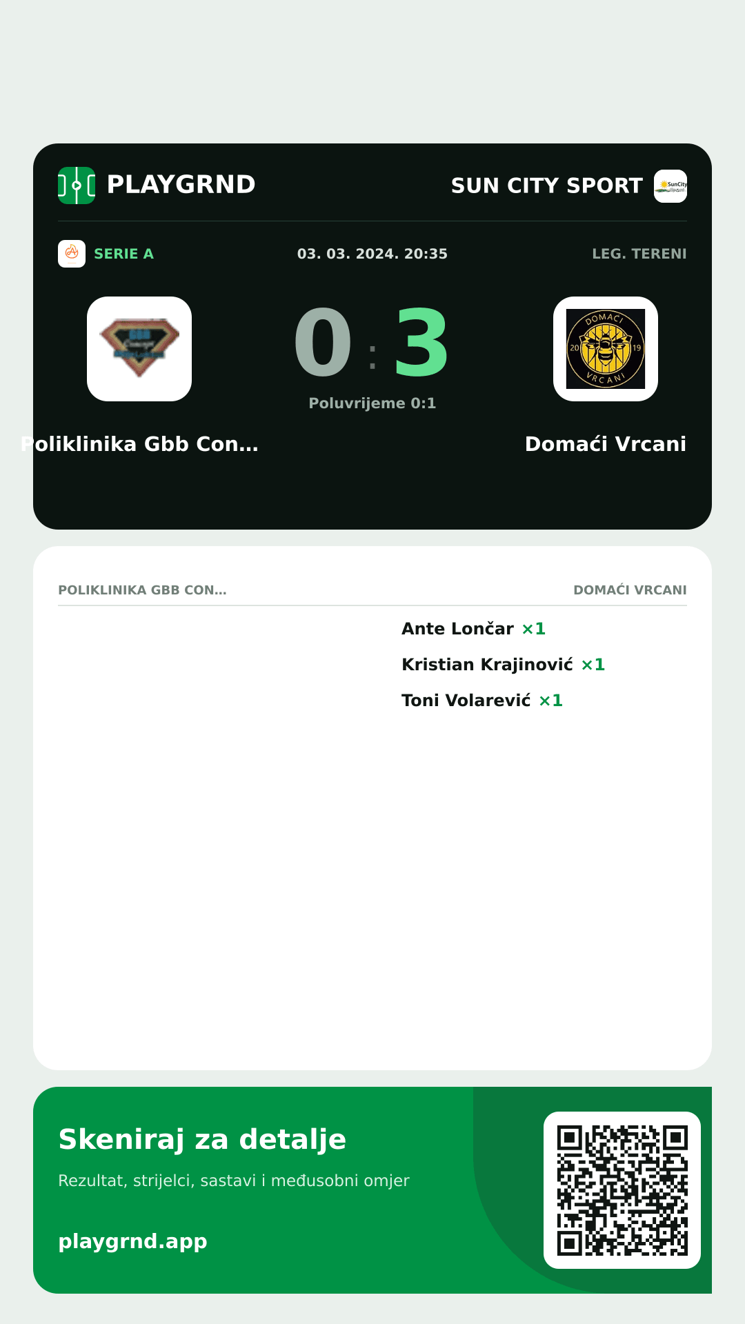 Story slika: Poliklinika Gbb Concept 0:3 Domaći Vrcani