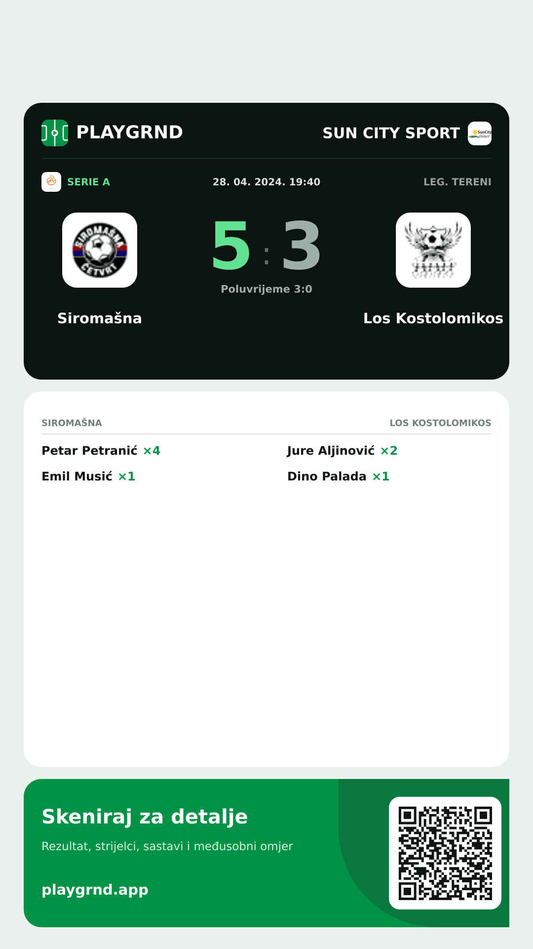 Story image: Siromašna 5:3 Los Kostolomikos