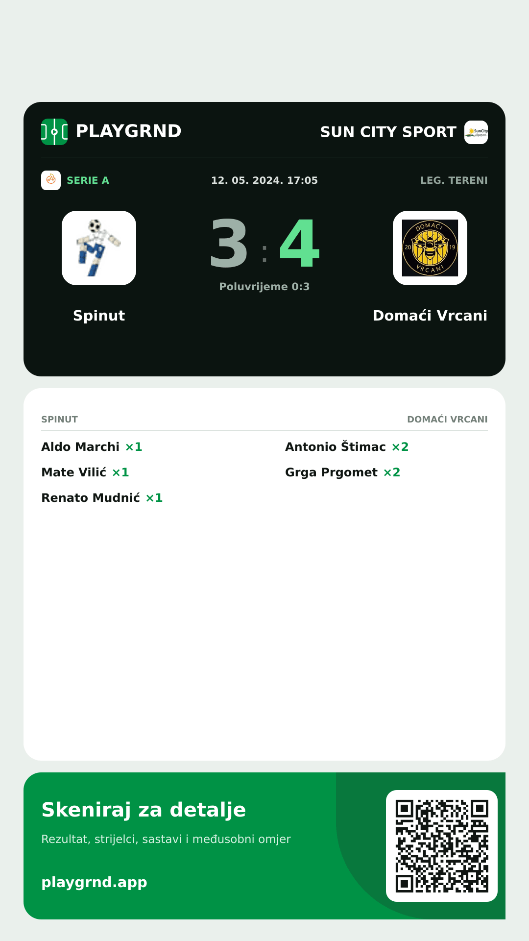 Story slika: Spinut 3:4 Domaći Vrcani
