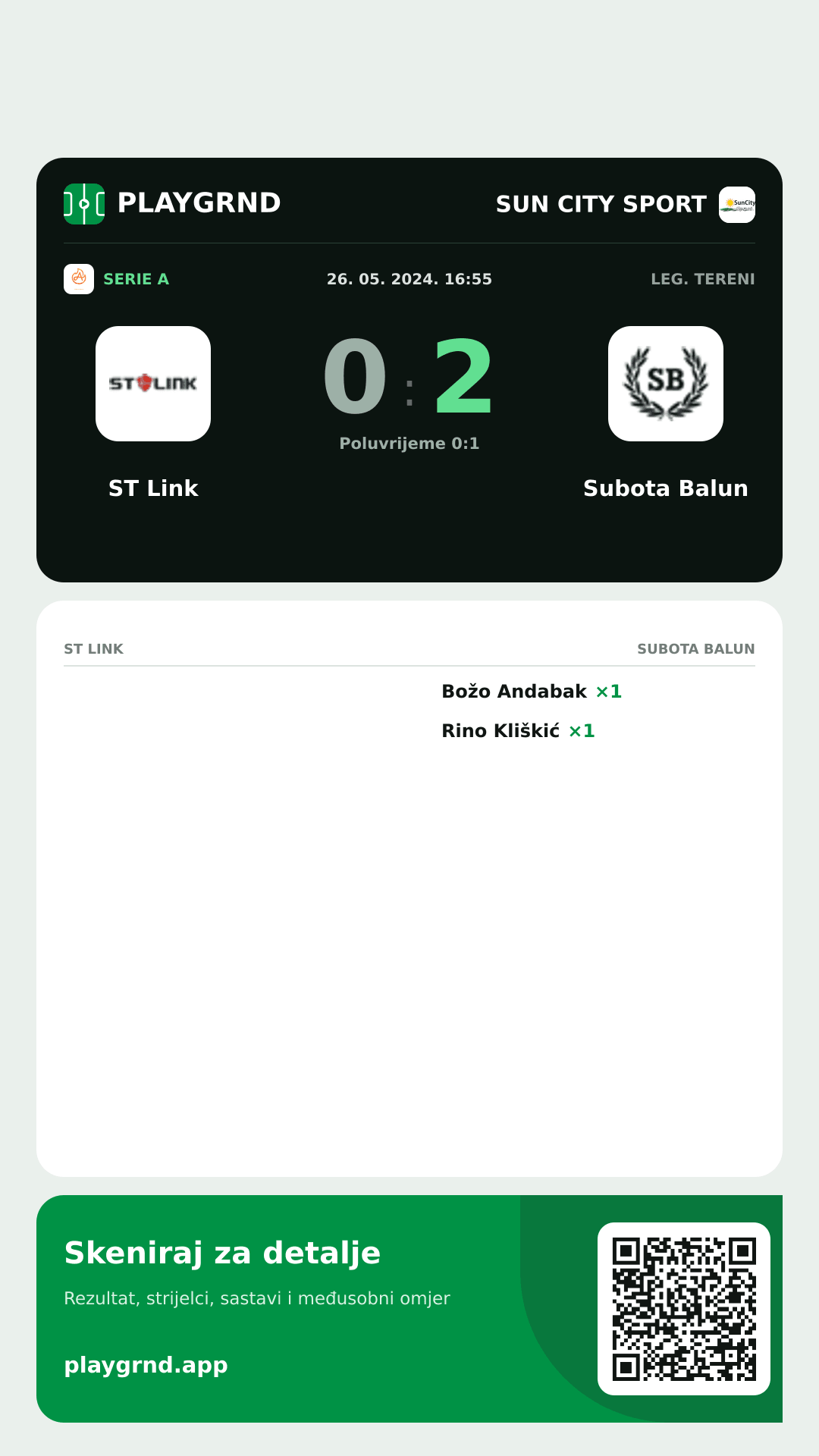 Story slika: ST Link 0:2 Subota Balun