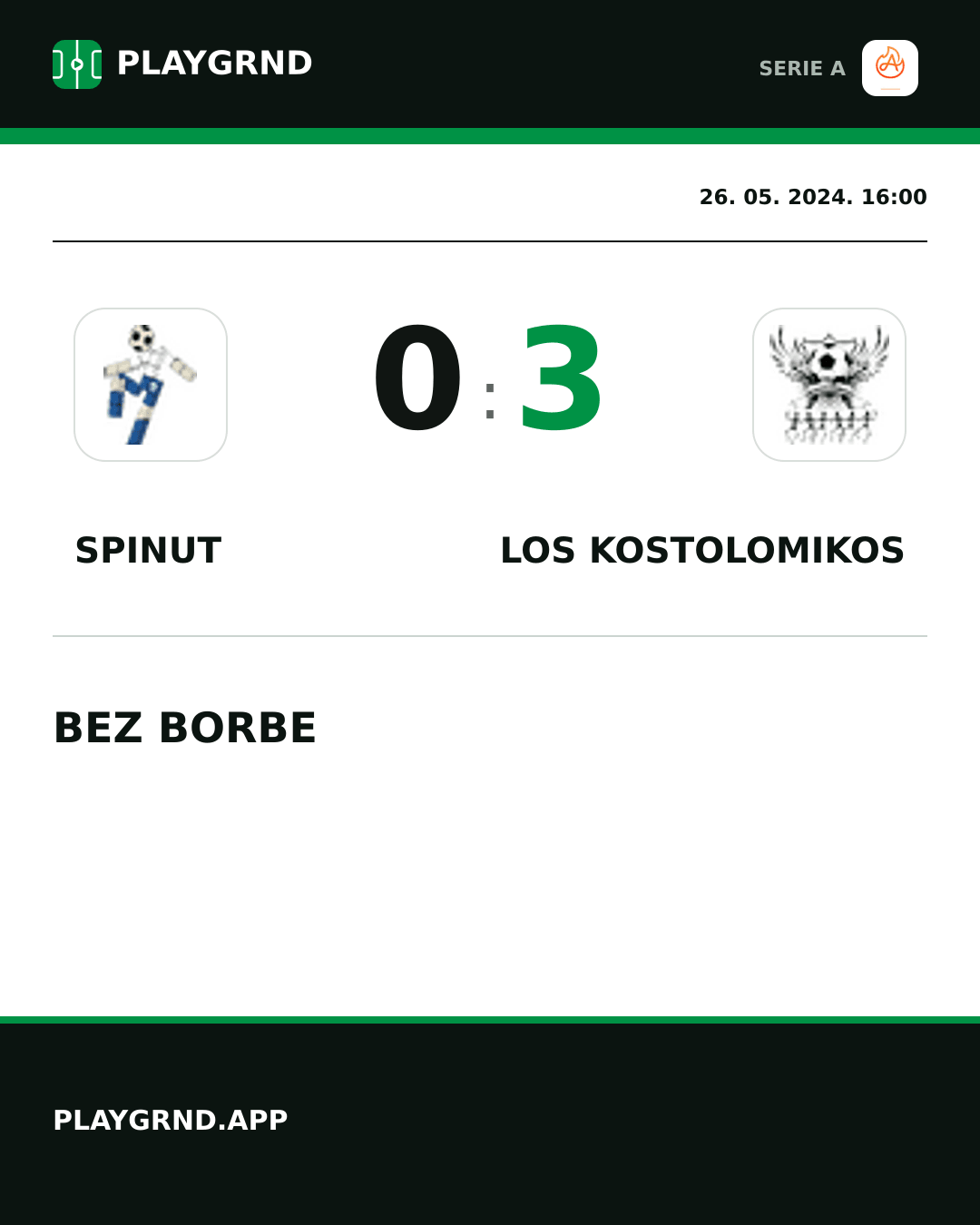 Instagram slika: Spinut 0:3 Los Kostolomikos