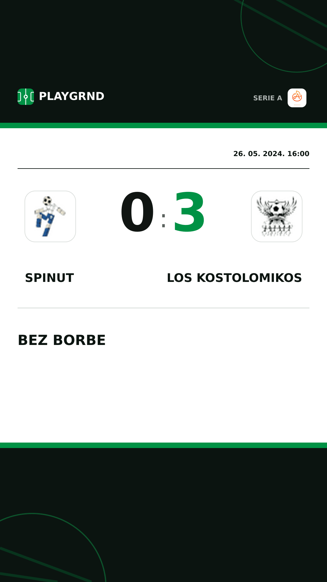 Instagram slika: Spinut 0:3 Los Kostolomikos