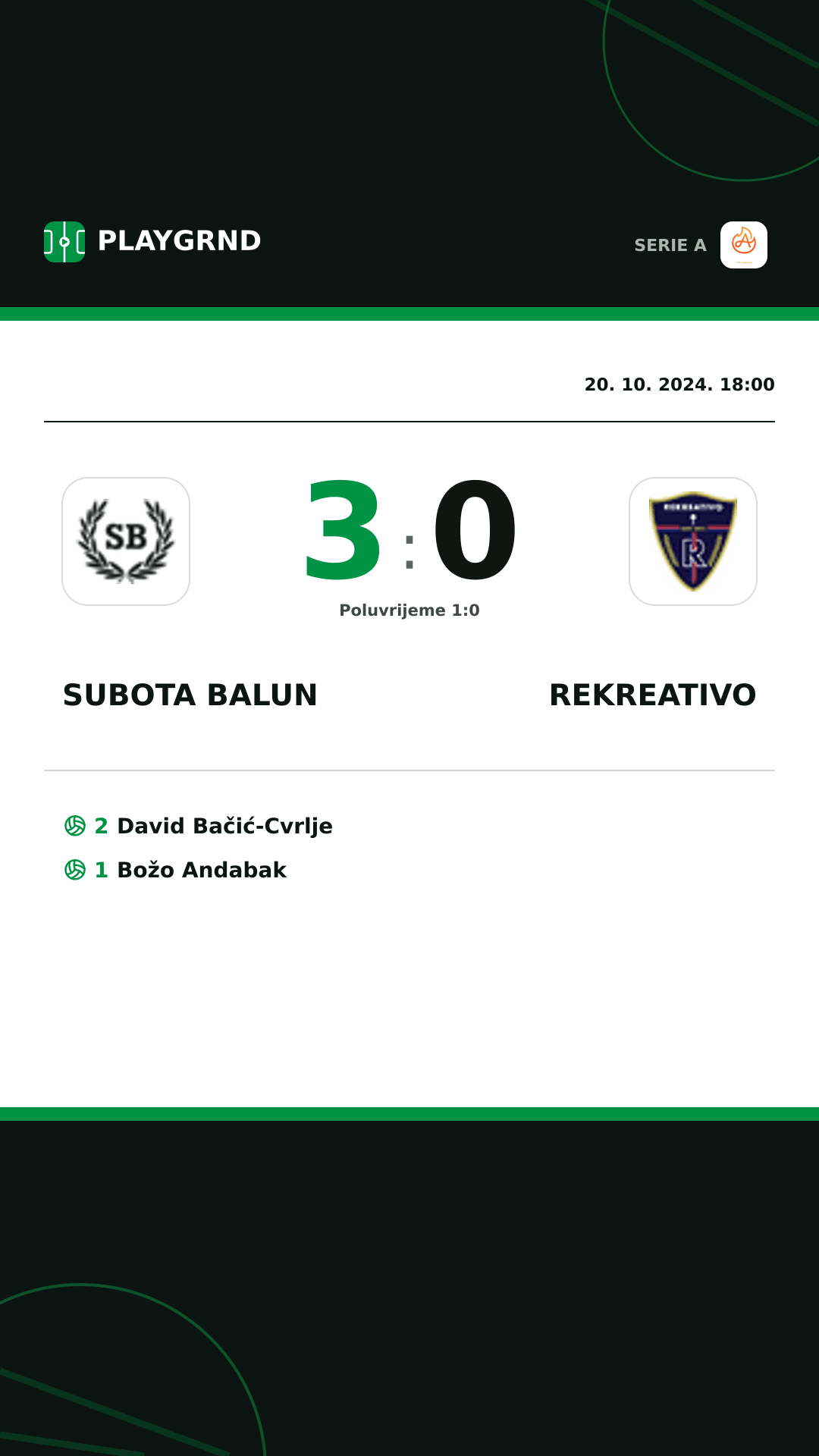 Instagram slika: Subota Balun 3:0 Rekreativo