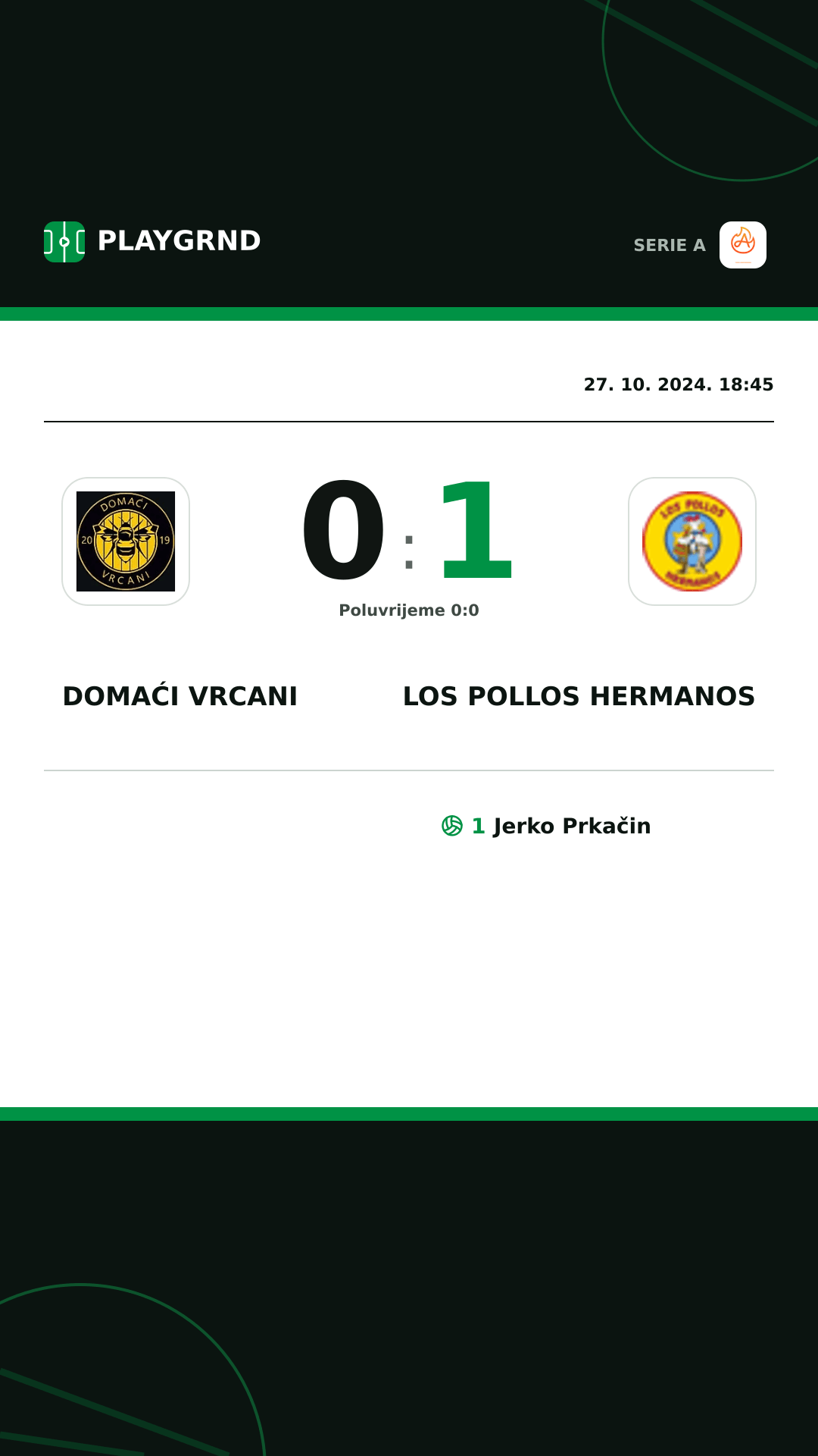 Instagram slika: Domaći Vrcani 0:1 Los Pollos Hermanos