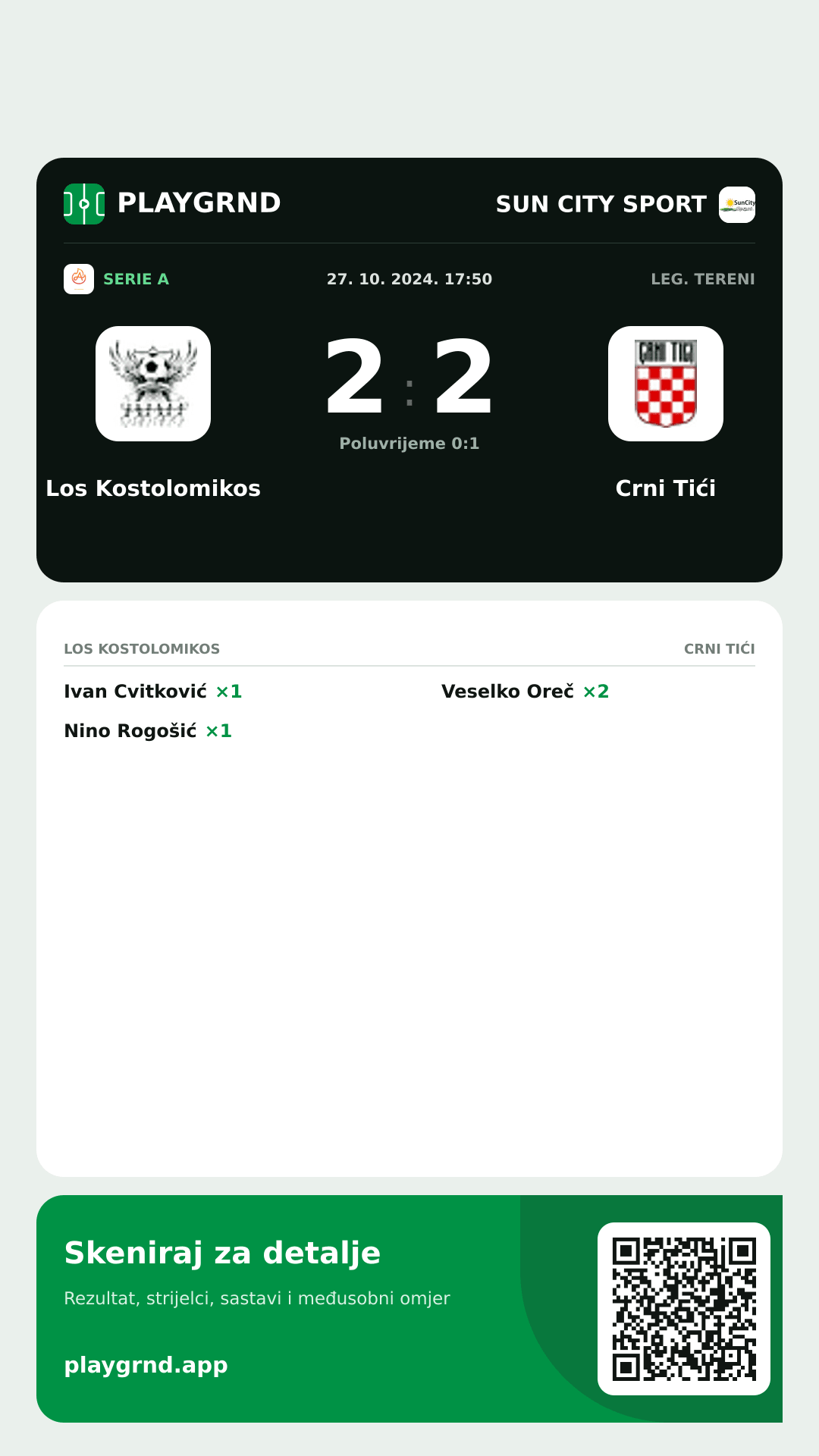 Story slika: Los Kostolomikos 2:2 Crni Tići