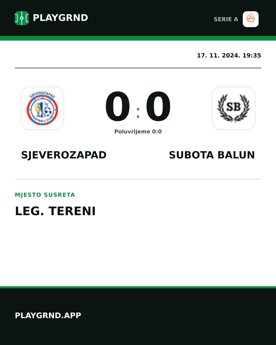 Instagram slika: Sjeverozapad 0:0 Subota Balun