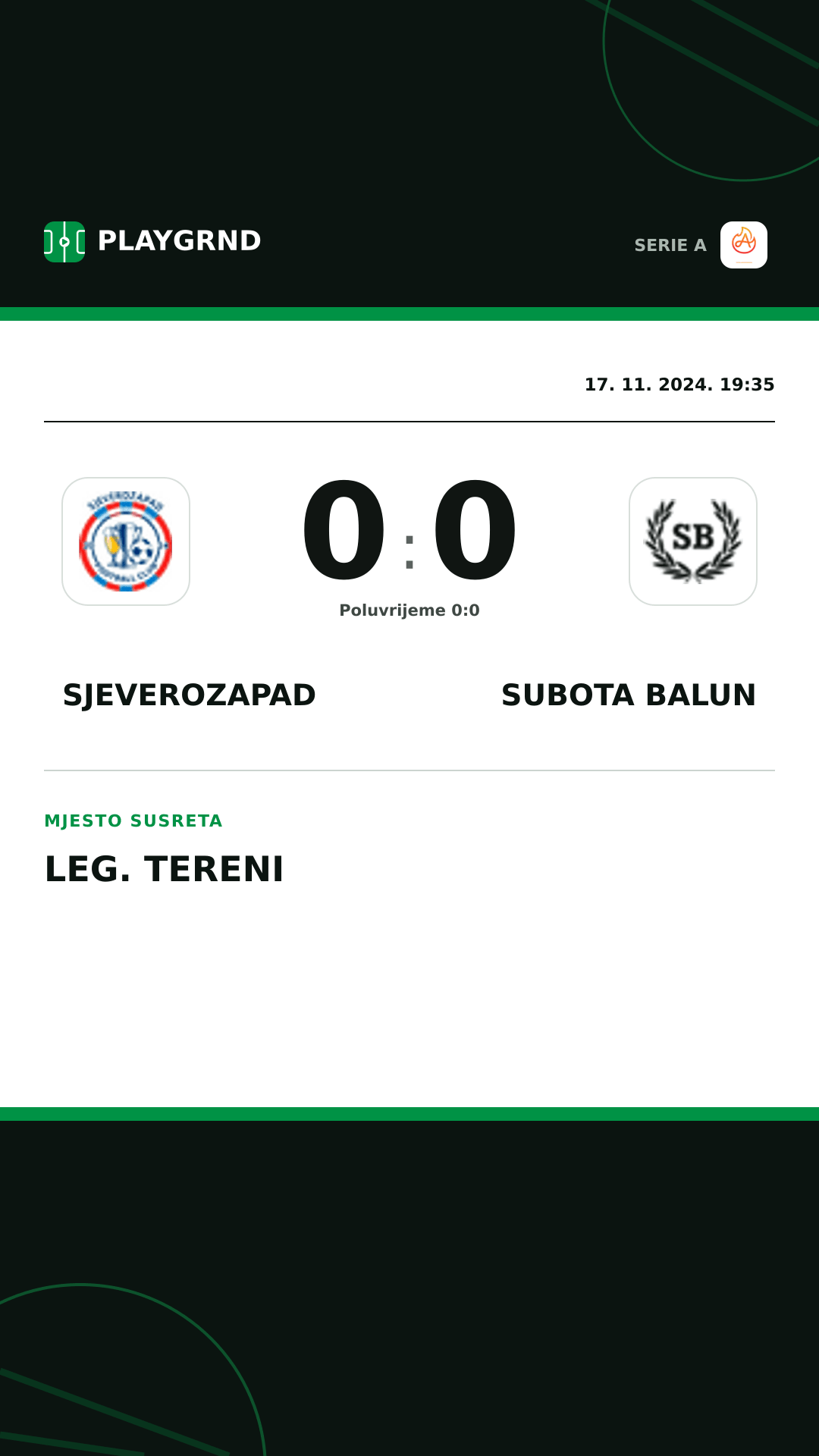 Instagram slika: Sjeverozapad 0:0 Subota Balun