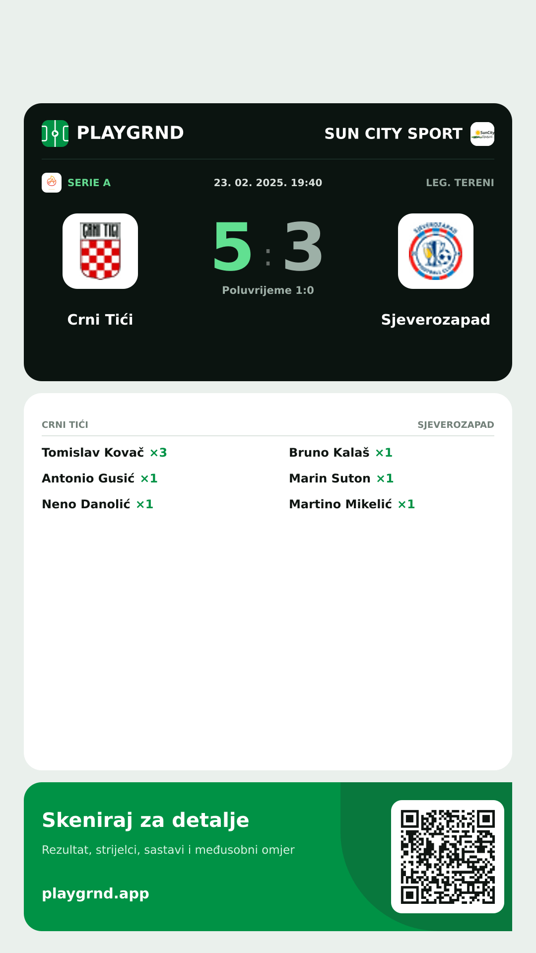 Story slika: Crni Tići 5:3 Sjeverozapad