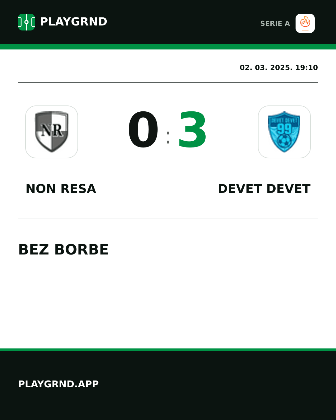 Instagram slika: Non Resa 0:3 Devet Devet