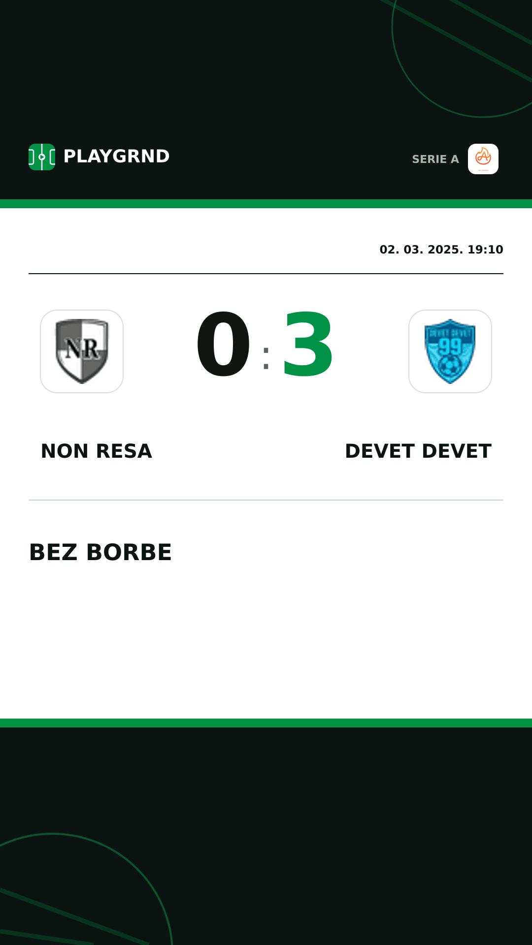 Instagram slika: Non Resa 0:3 Devet Devet