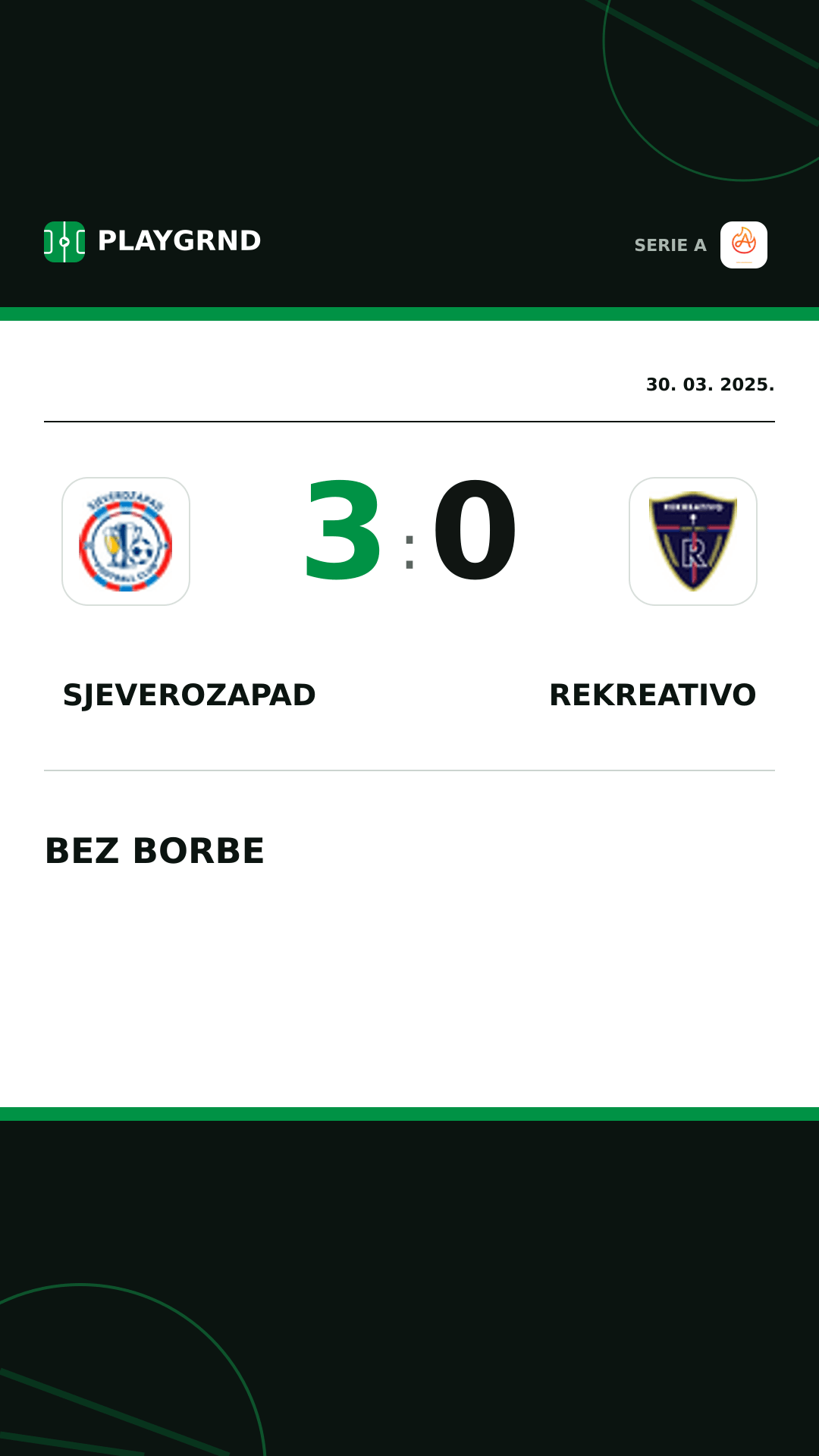 Instagram slika: Sjeverozapad 3:0 Rekreativo
