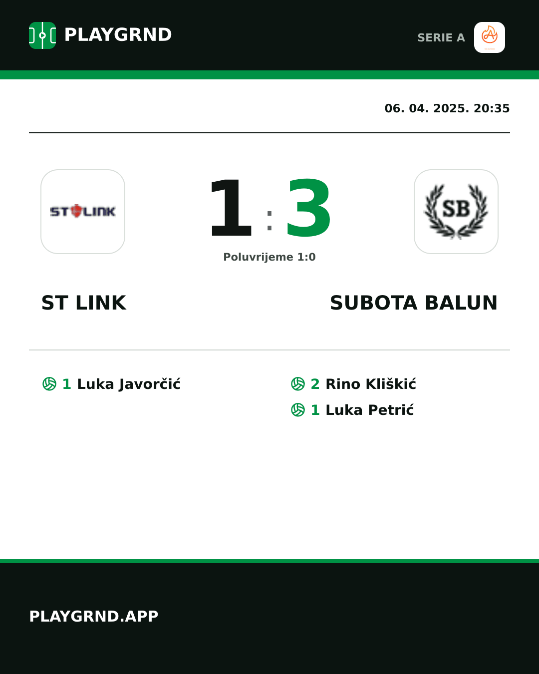 Instagram slika: ST Link 1:3 Subota Balun
