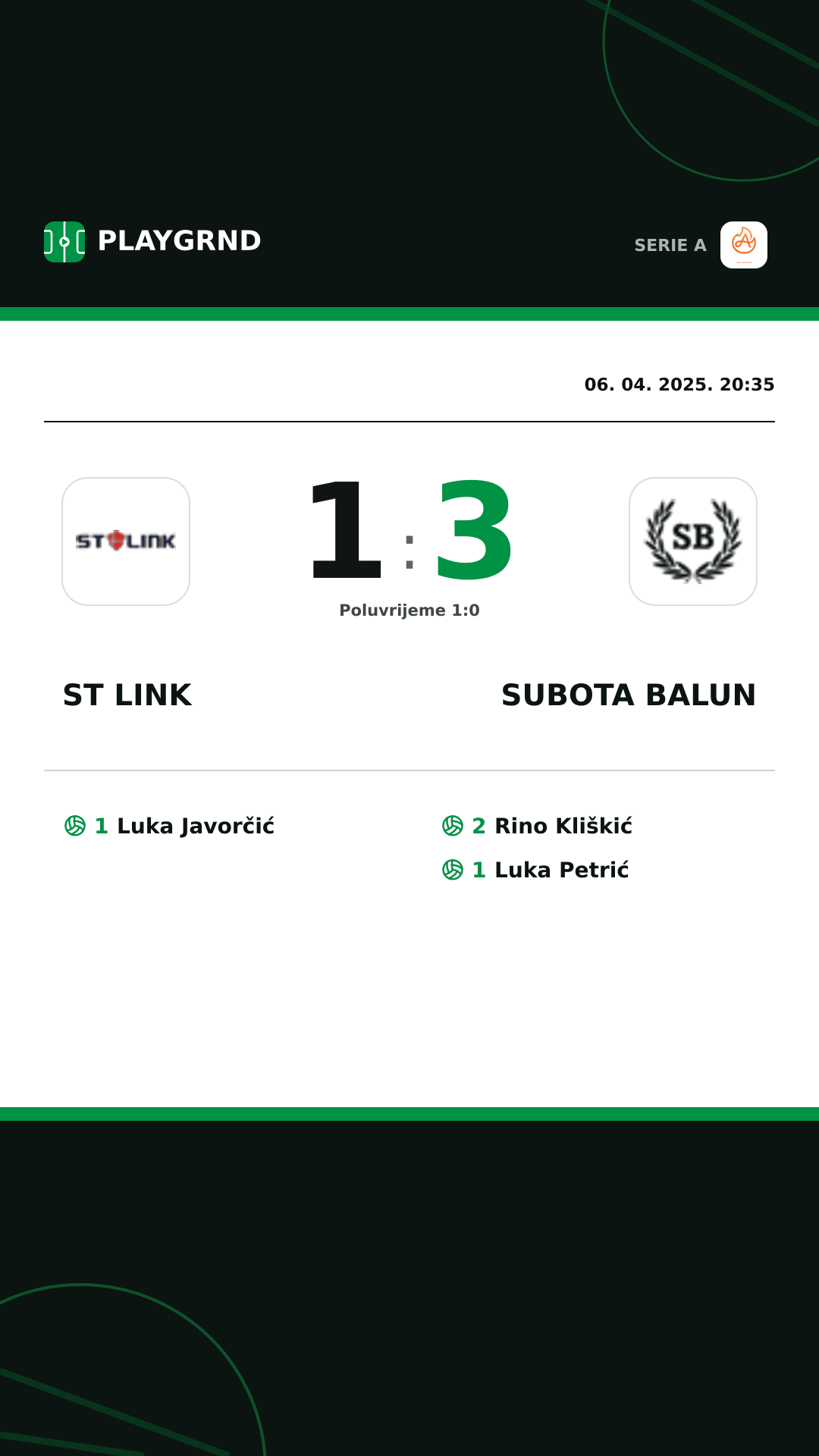 Instagram slika: ST Link 1:3 Subota Balun