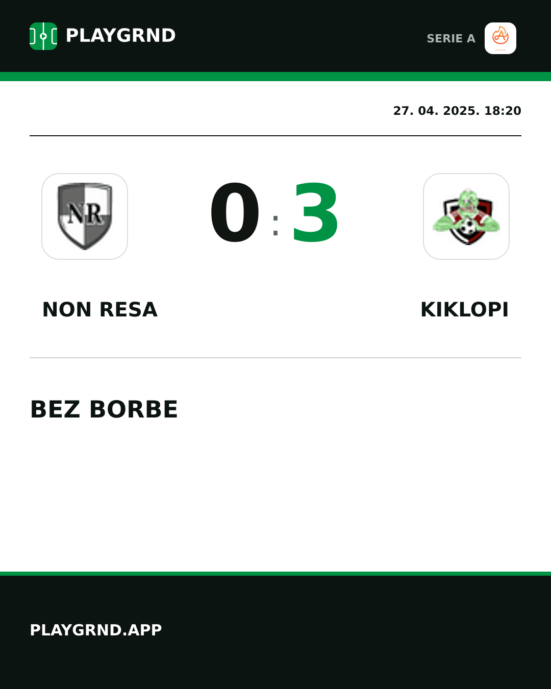 Instagram slika: Non Resa 0:3 Kiklopi