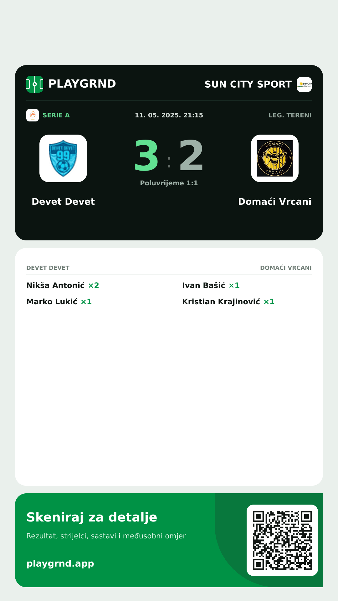 Story slika: Devet Devet 3:2 Domaći Vrcani