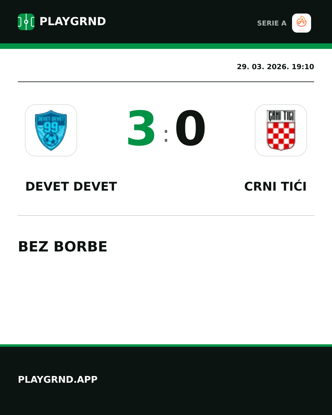 Instagram slika: Devet Devet 3:0 Crni Tići