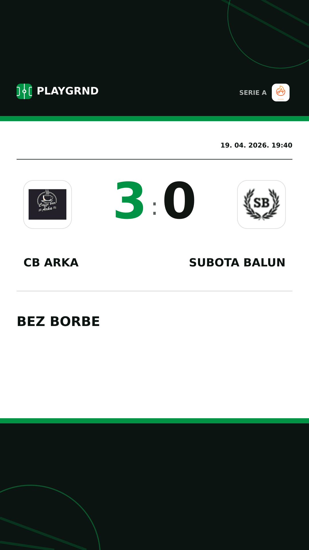 Instagram slika: CB Arka 3:0 Subota Balun