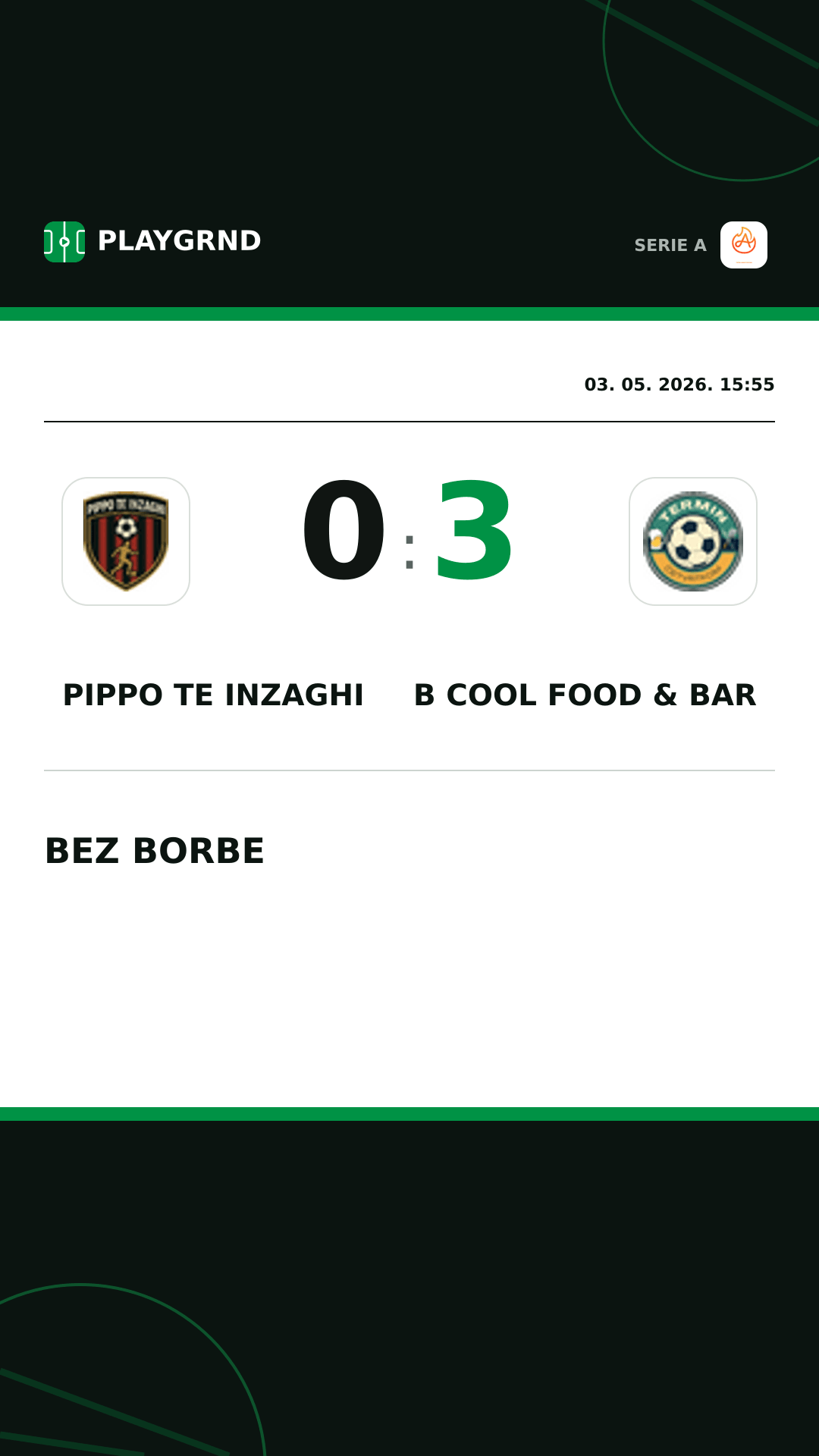 Instagram slika: Pippo TE Inzaghi 0:3 B Cool Food & Bar