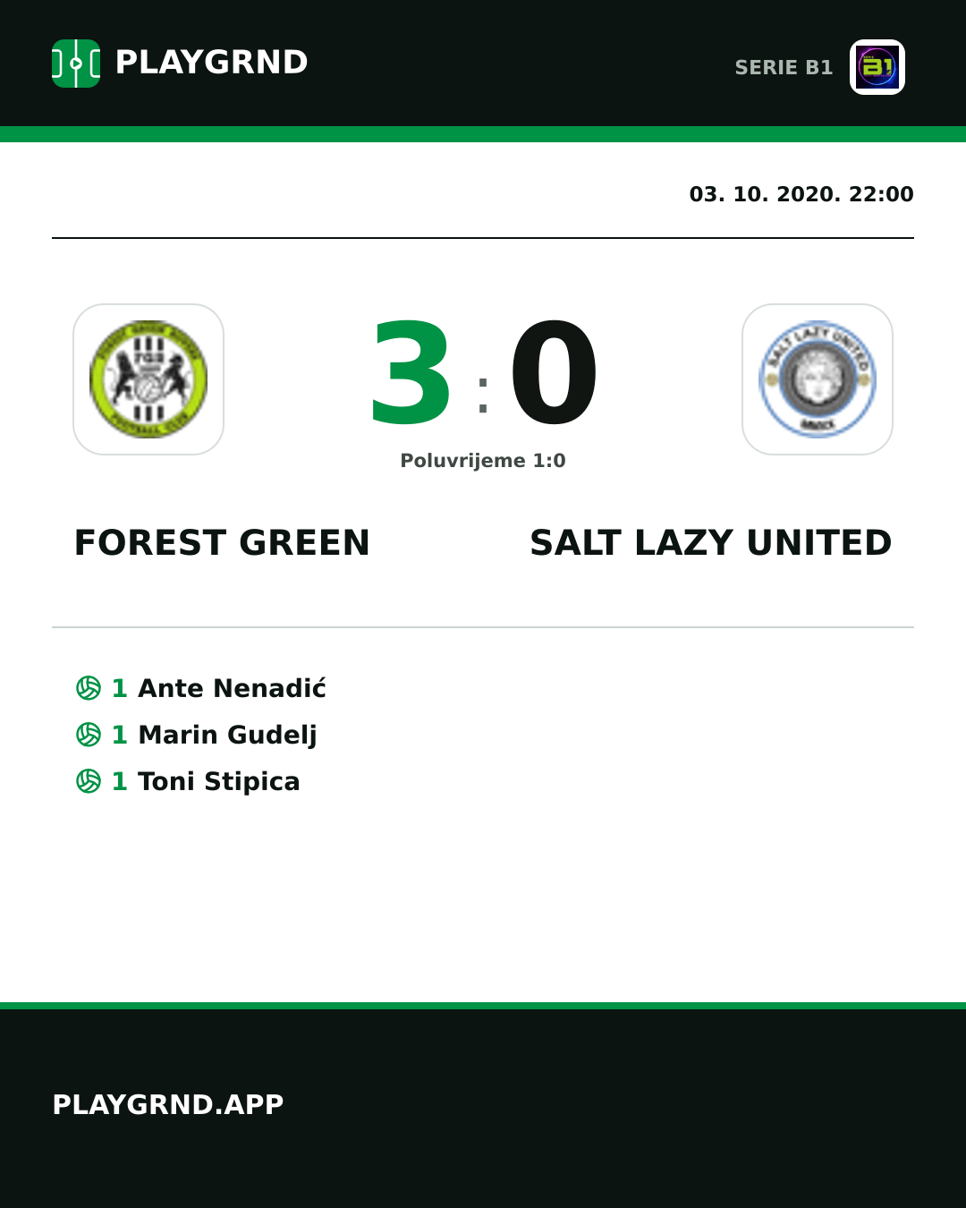 Instagram slika: Forest Green 3:0 Salt Lazy United