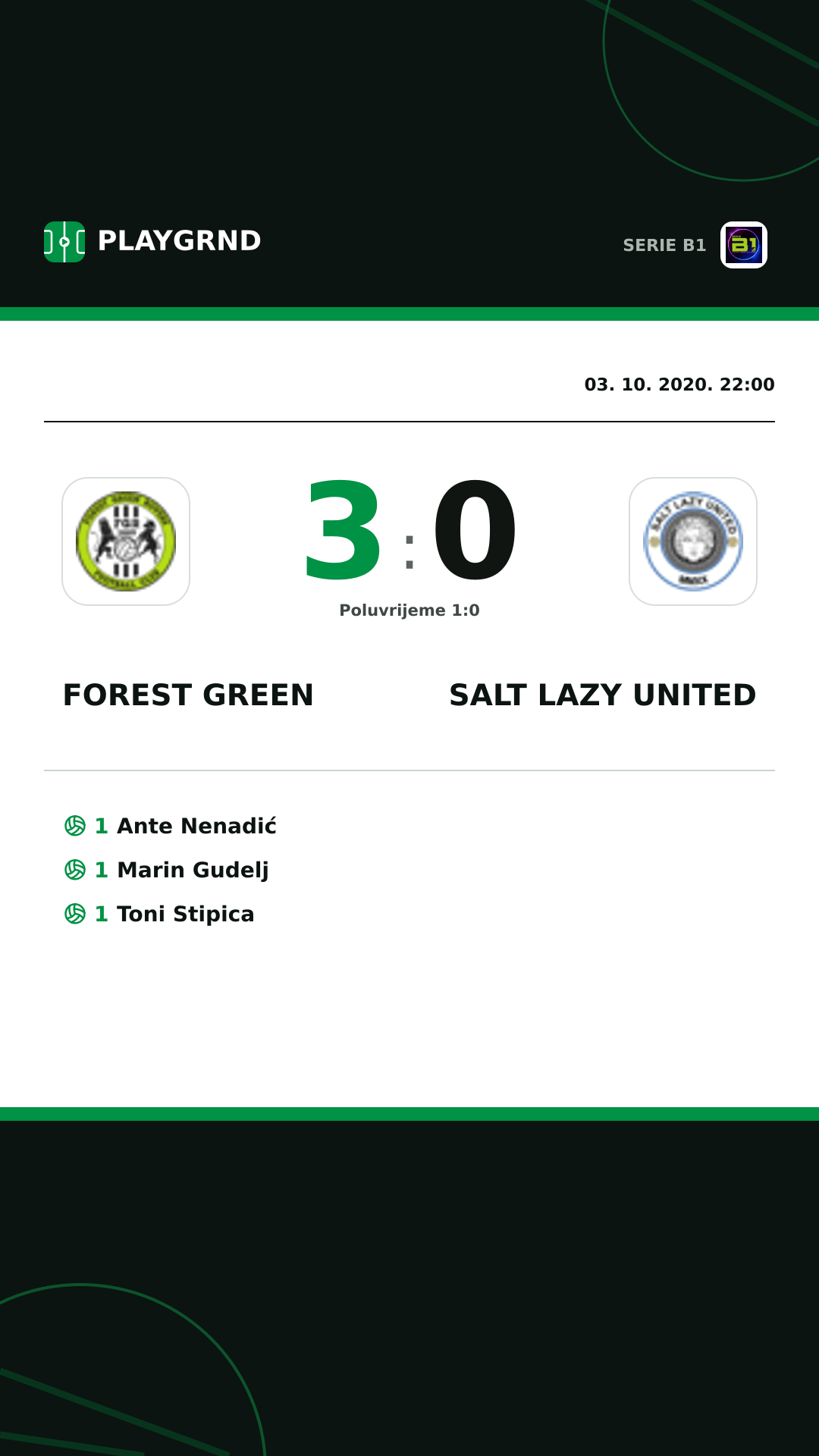 Instagram slika: Forest Green 3:0 Salt Lazy United