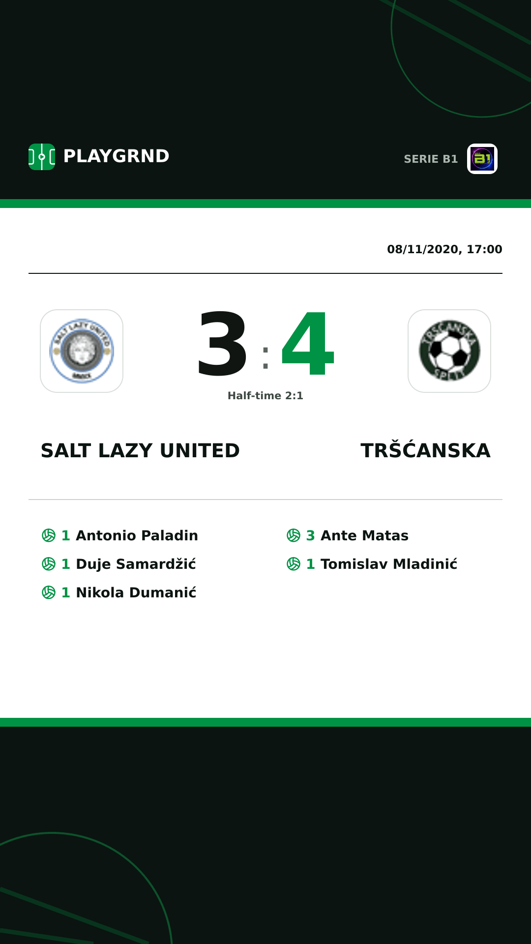 Instagram artwork: Salt Lazy United 3:4 Tršćanska