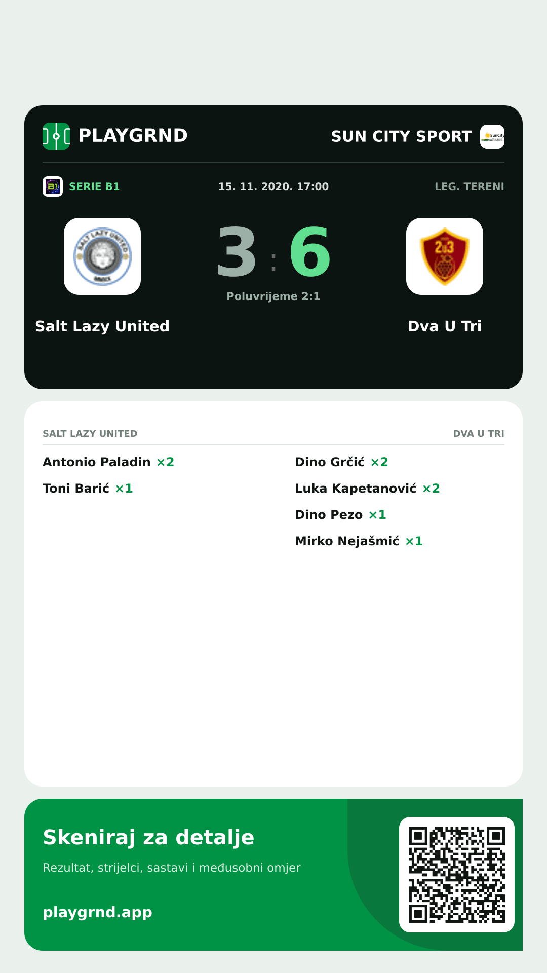 Story slika: Salt Lazy United 3:6 Dva U Tri