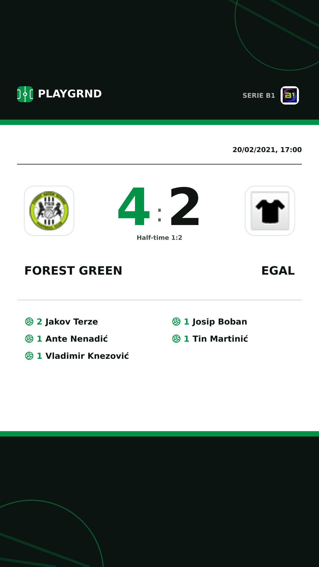 Instagram artwork: Forest Green 4:2 Egal