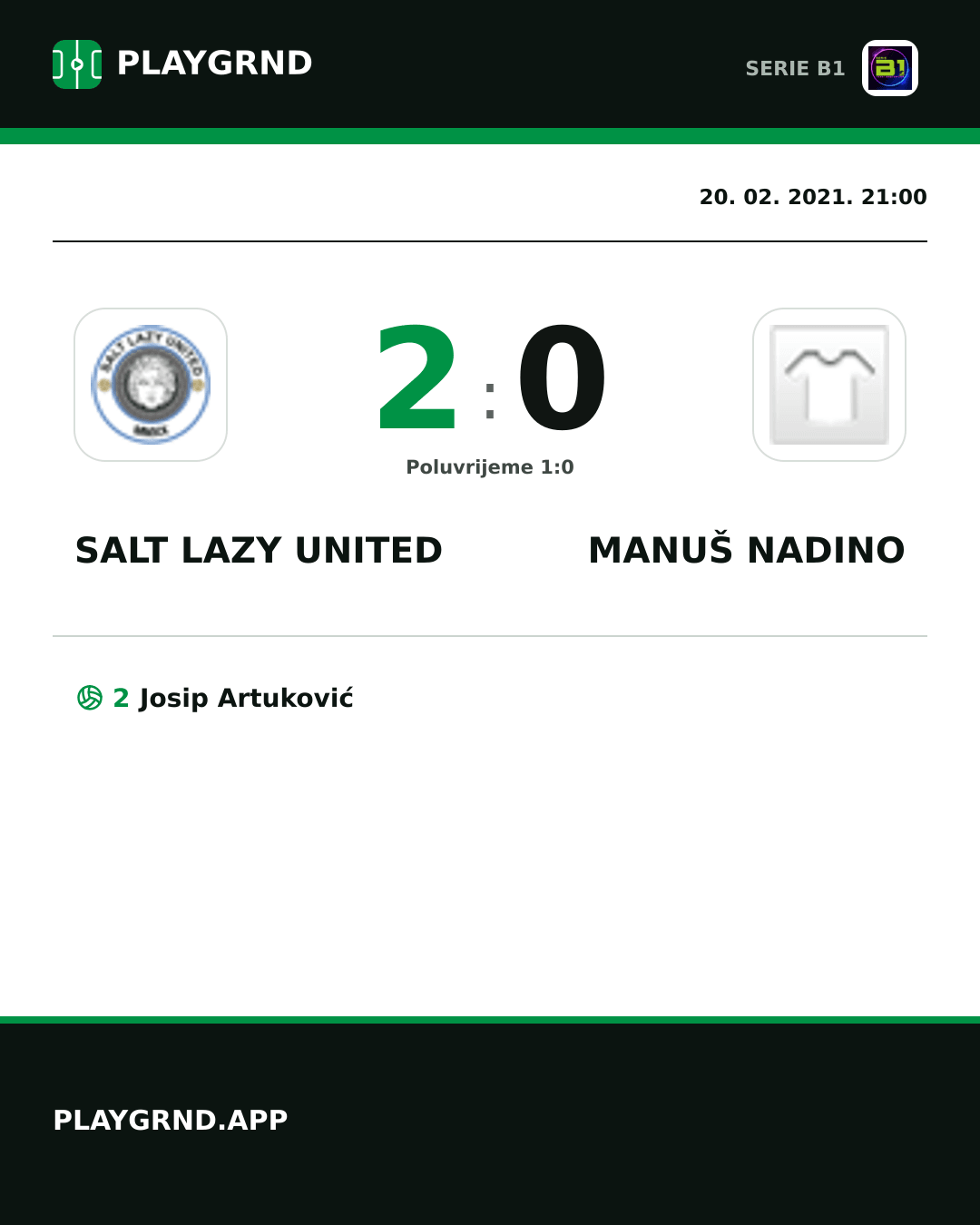Instagram slika: Salt Lazy United 2:0 Manuš Nadino