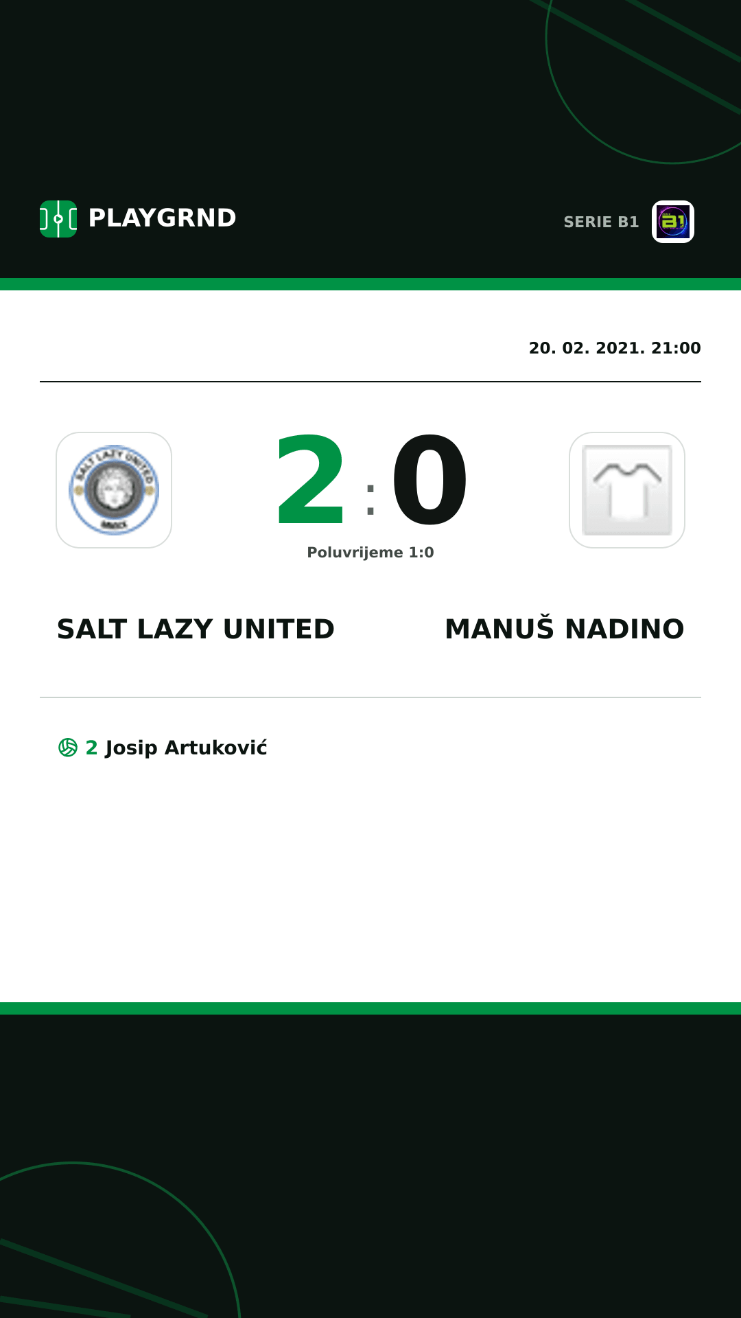 Instagram slika: Salt Lazy United 2:0 Manuš Nadino