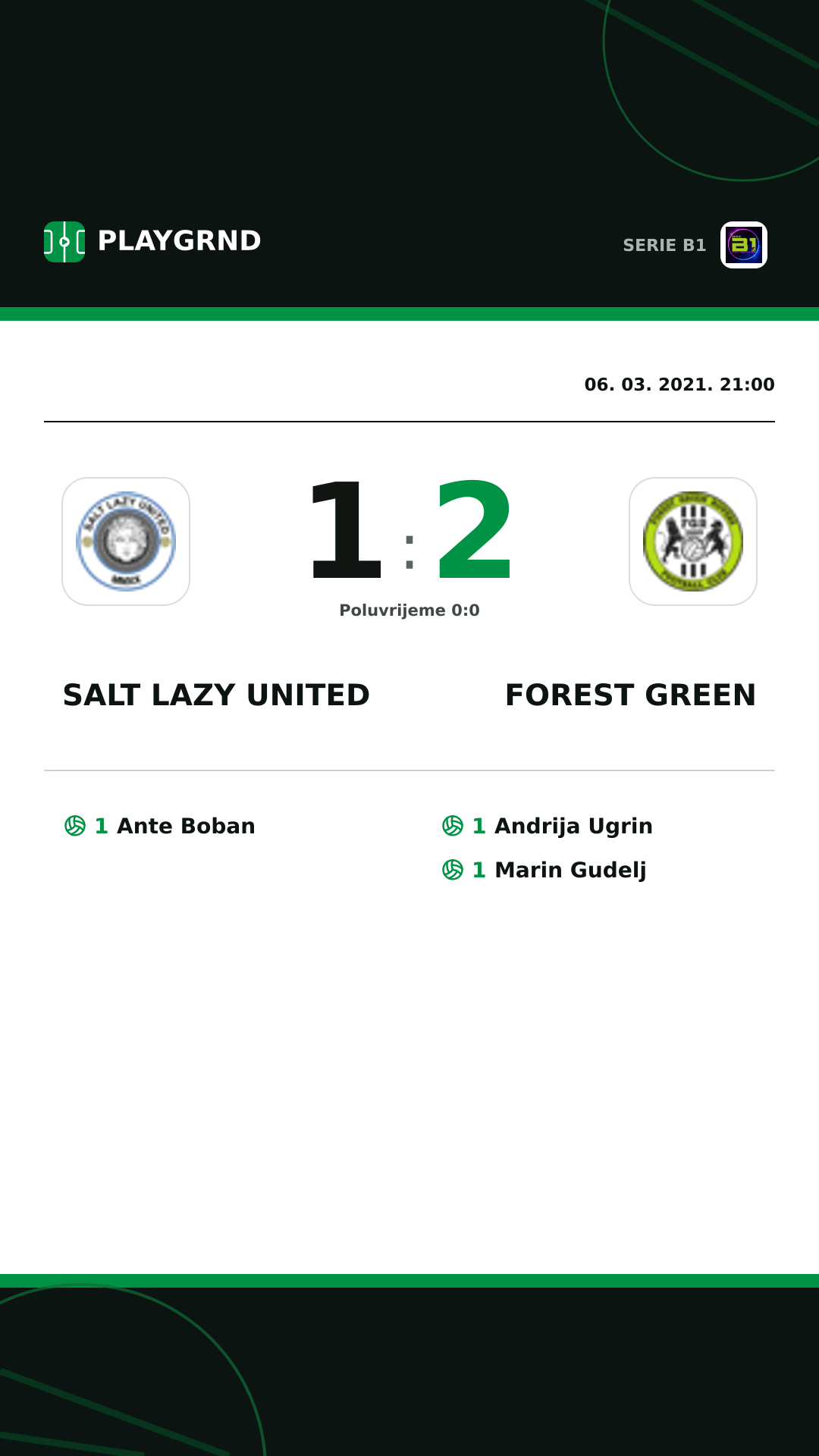 Instagram slika: Salt Lazy United 1:2 Forest Green