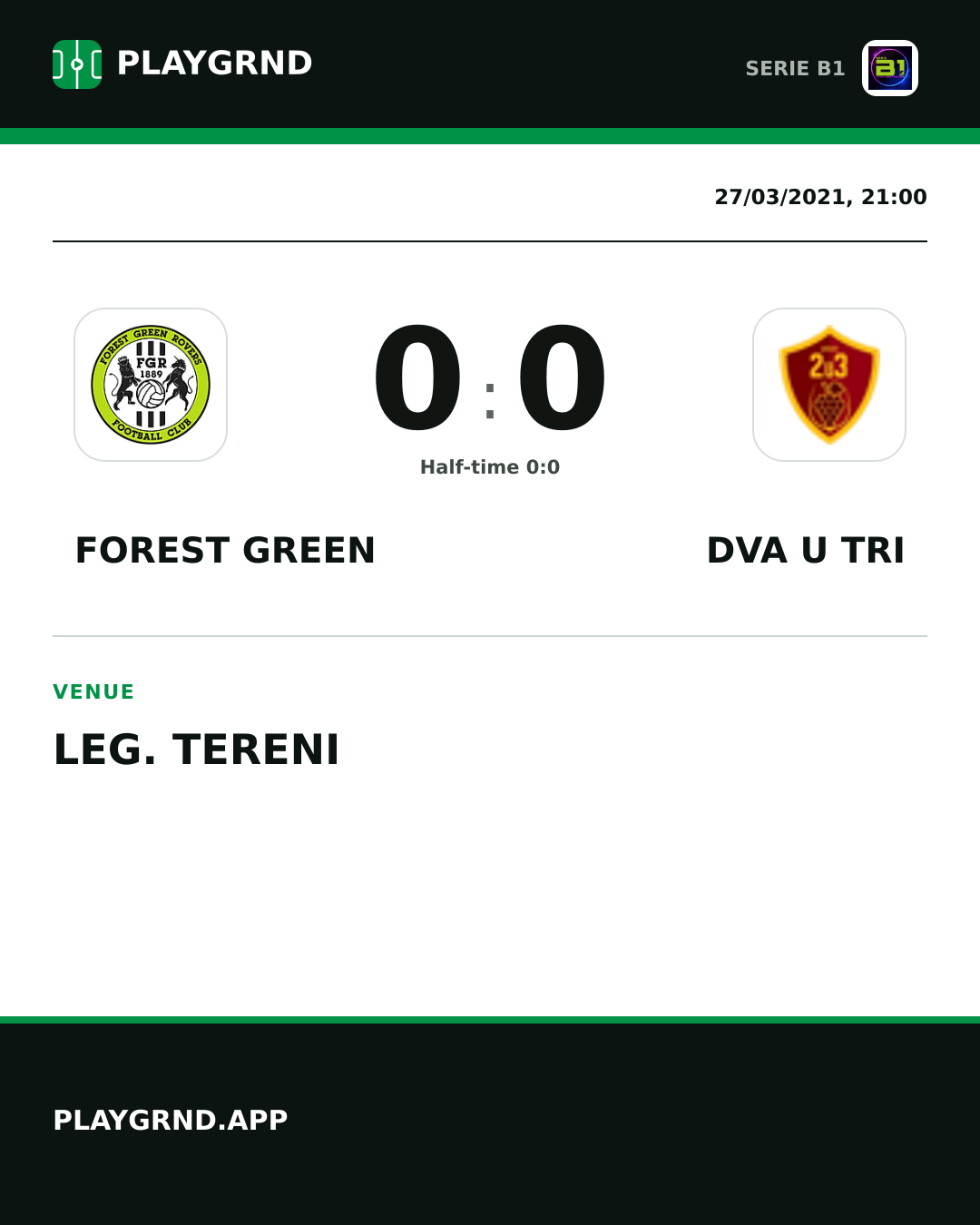 Instagram artwork: Forest Green 0:0 Dva U Tri