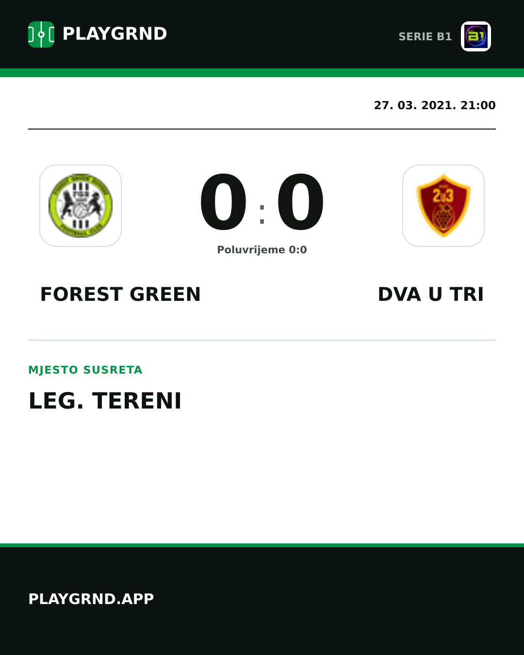 Instagram slika: Forest Green 0:0 Dva U Tri